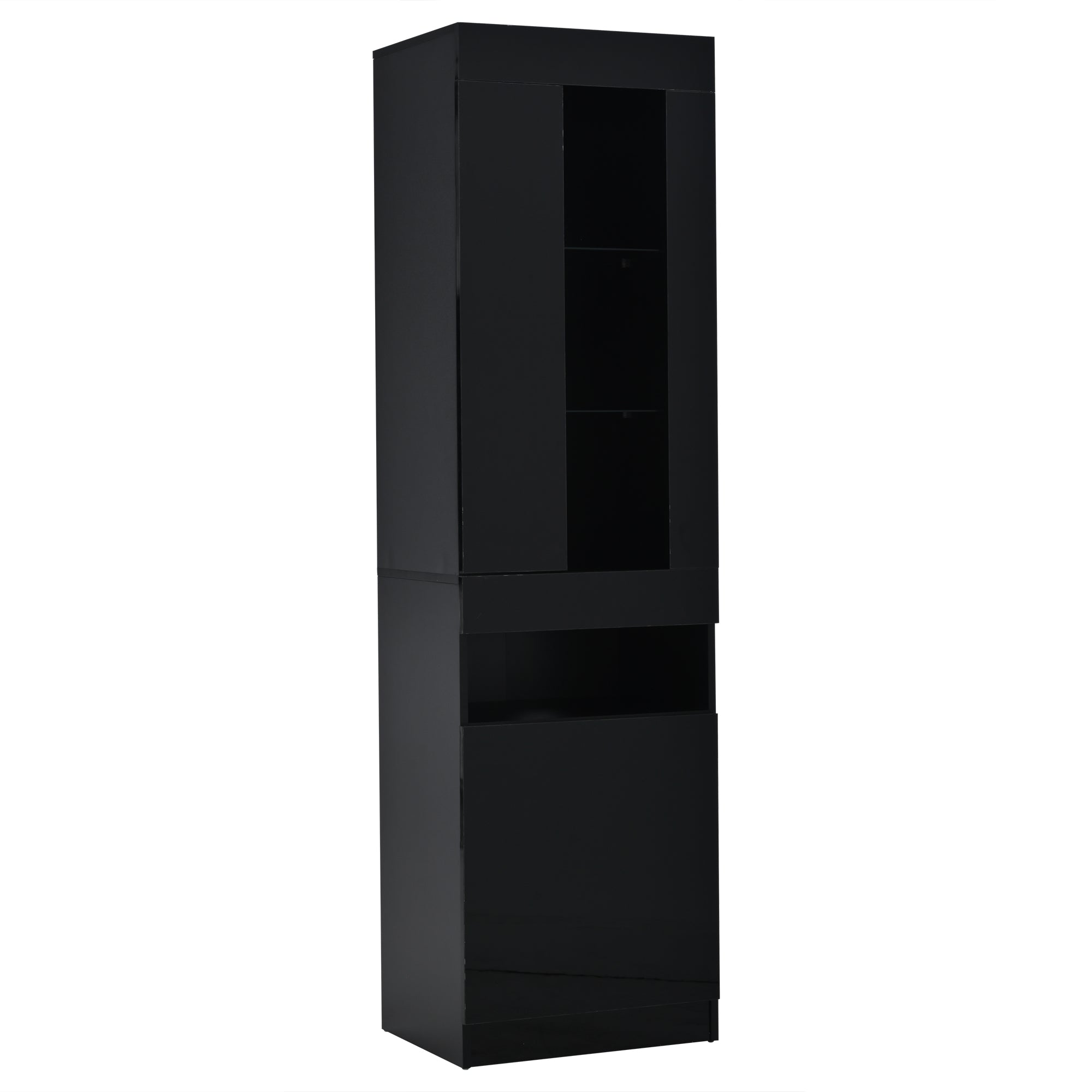 Logidon vitrine met LED verlichting, staande vitrine 50x40x180 cm zwart