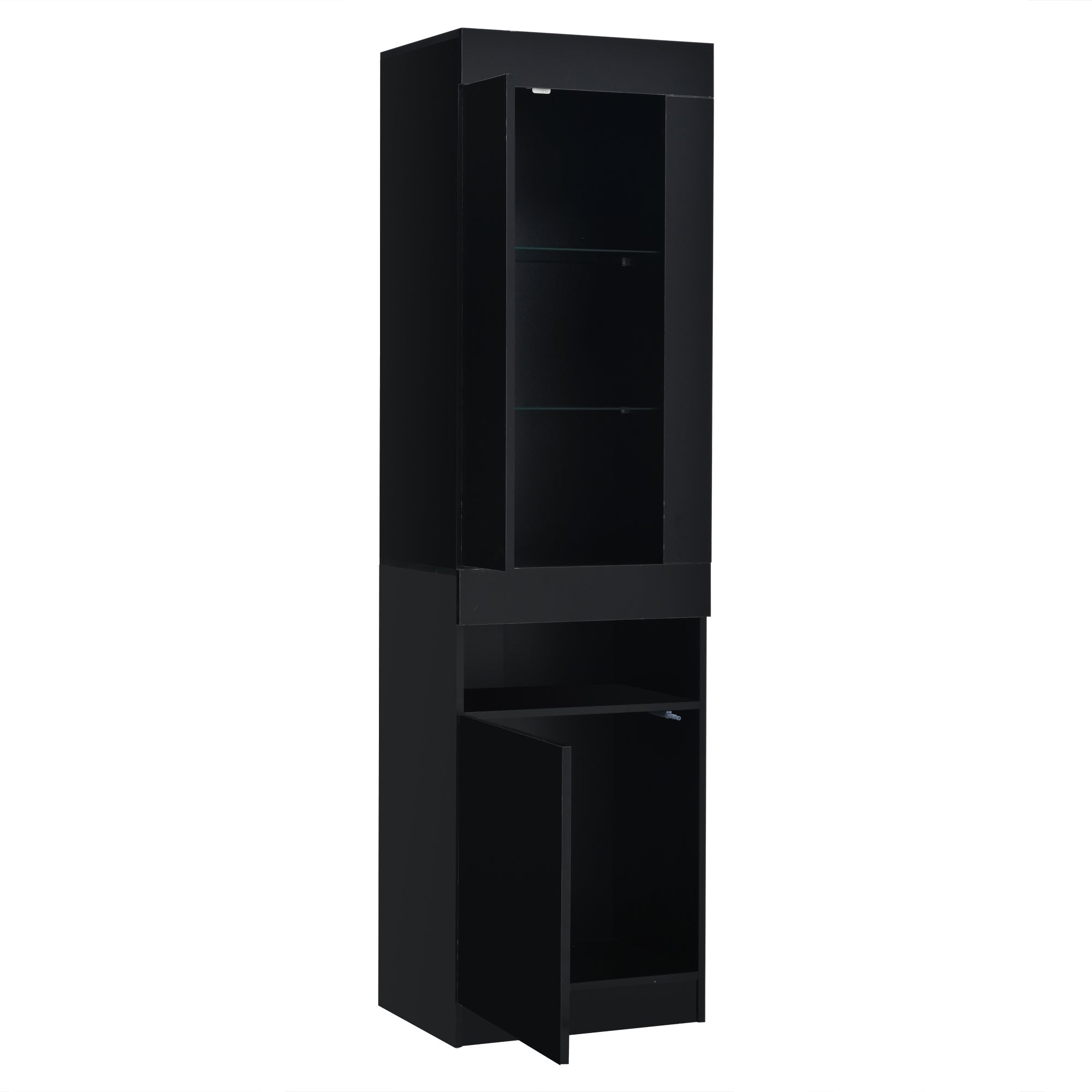 Logidon vitrine met LED verlichting, staande vitrine 50x40x180 cm zwart