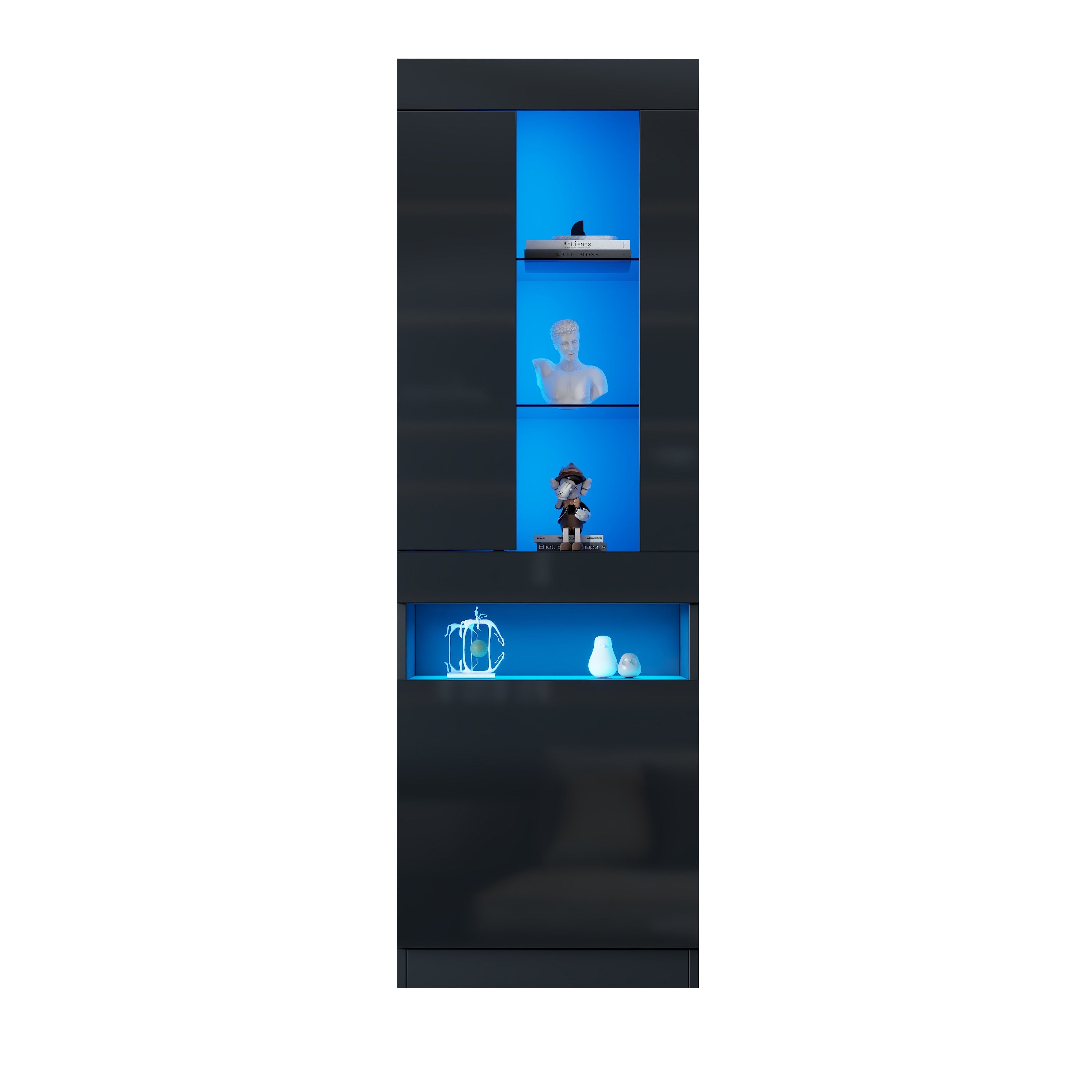 Logidon vitrine met LED verlichting, staande vitrine 50x40x180 cm zwart