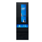 Logidon vitrine met LED verlichting, staande vitrine 50x40x180 cm zwart