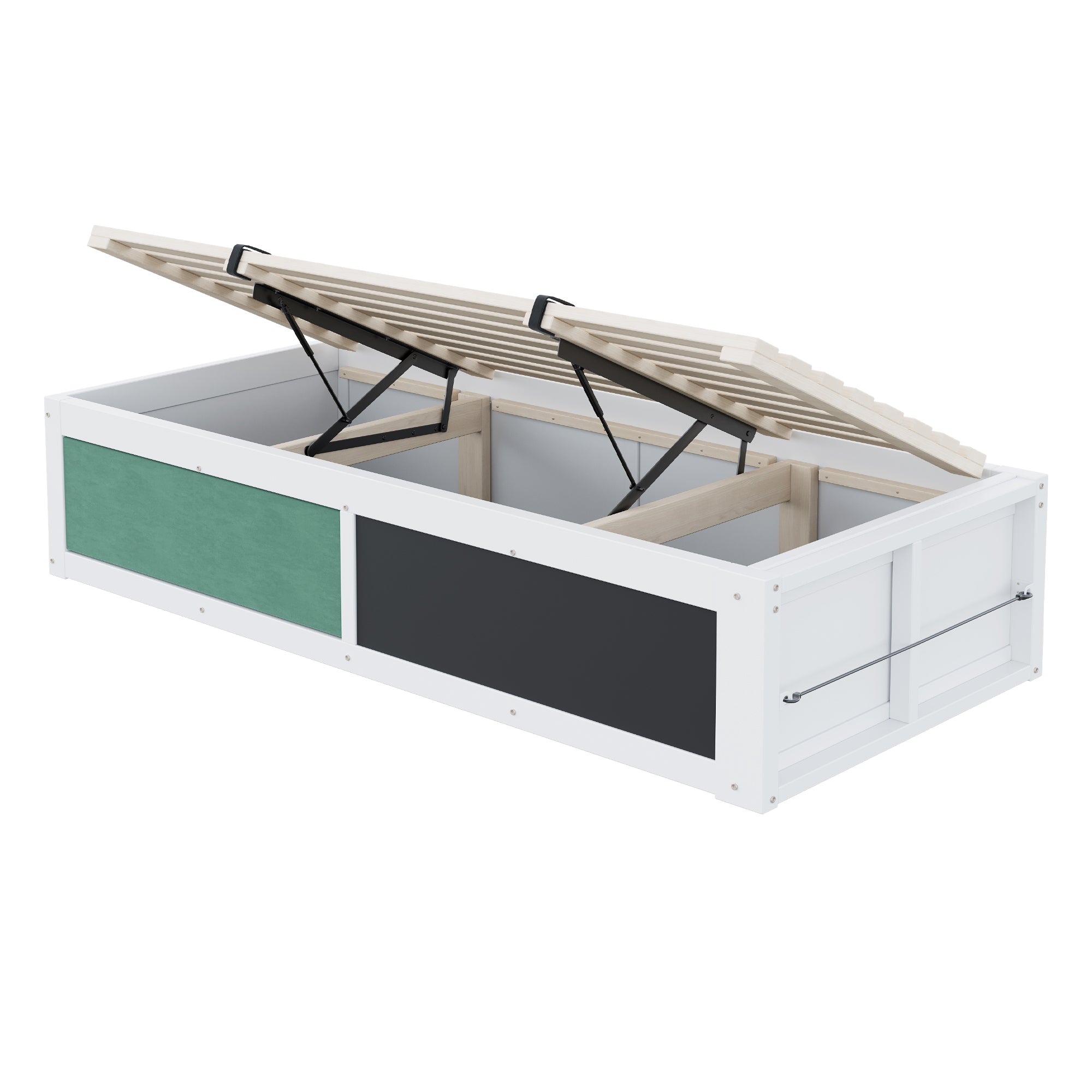 Logidon Houten Bed 90x200 cm met Hydraulisch Opbergvak Schrijfbord Wit