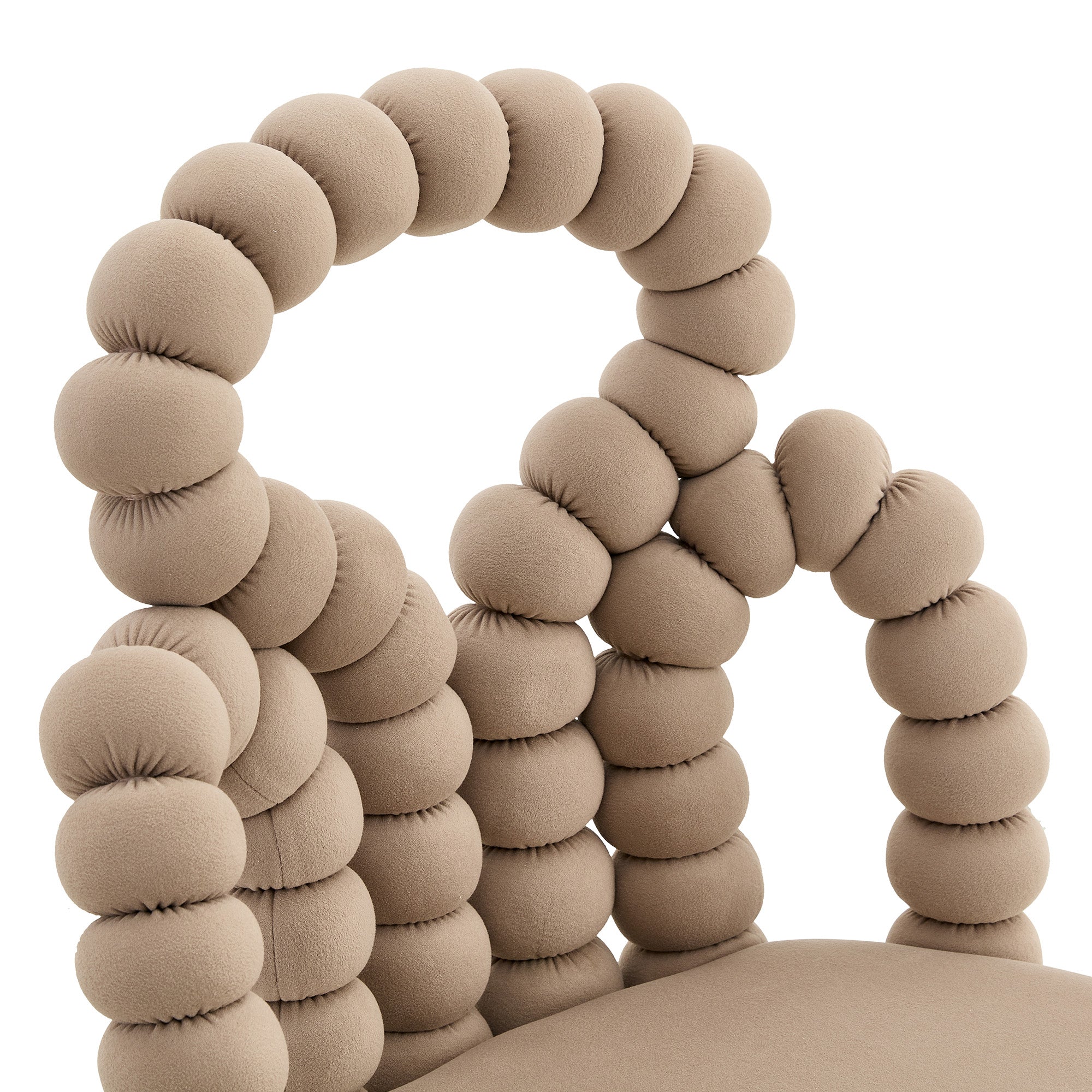 Logidon beige fluwelen eetkamerstoelen set met 2 kogelketting rugleuning