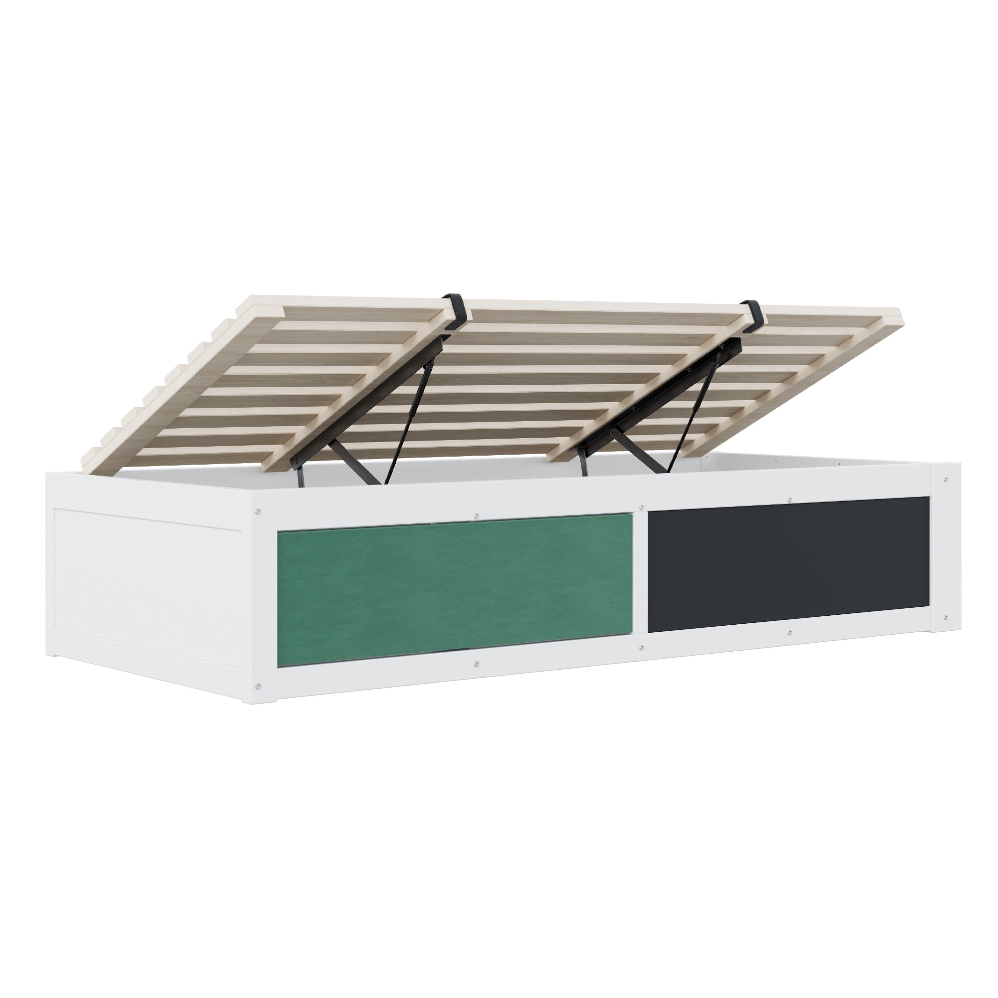 Logidon Houten Bed 90x200 cm met Hydraulisch Opbergvak Schrijfbord Wit
