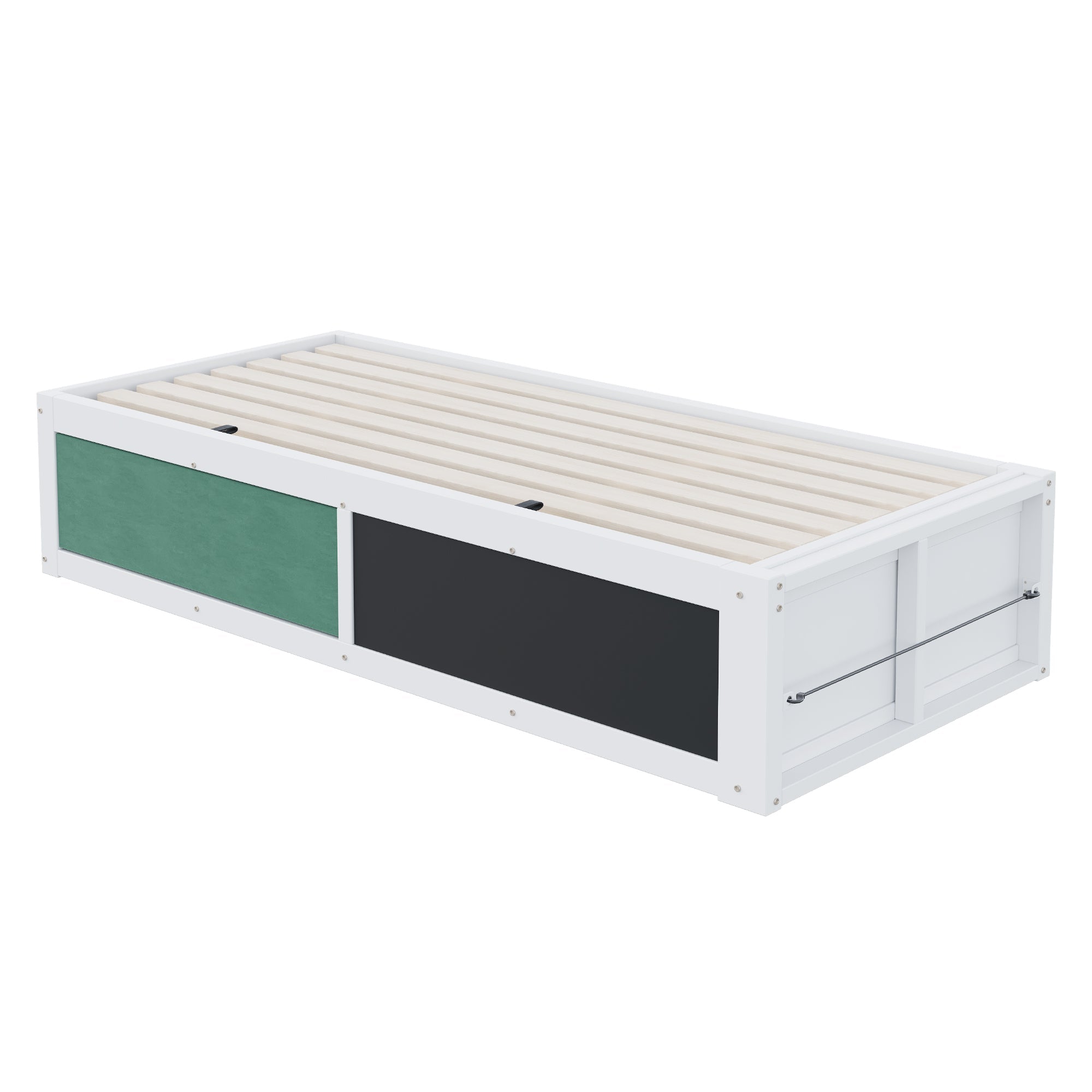 Logidon Houten Bed 90x200 cm met Hydraulisch Opbergvak Schrijfbord Wit