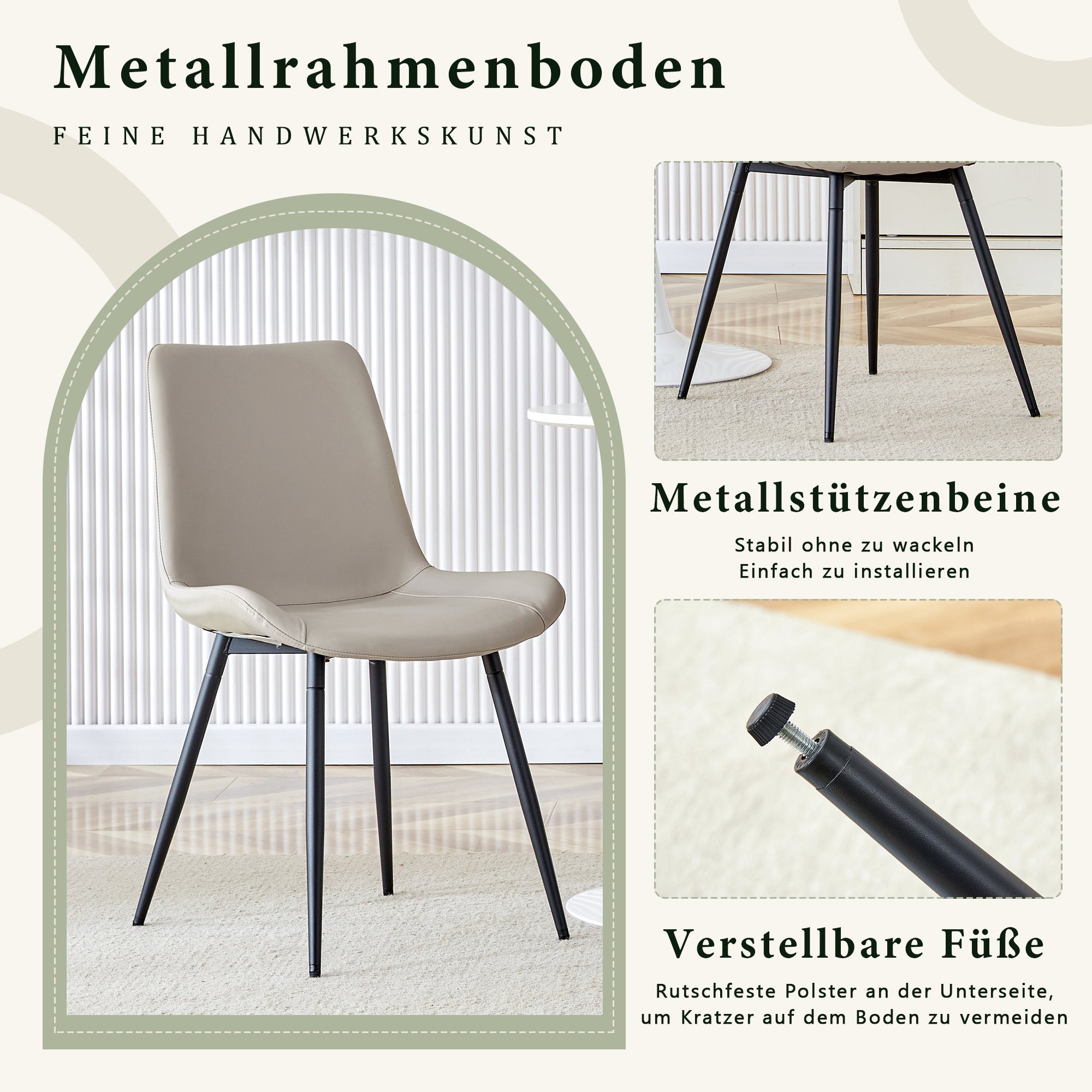 Logidon set van 4 eettafelstoelen kunstleer grijze brede zitting