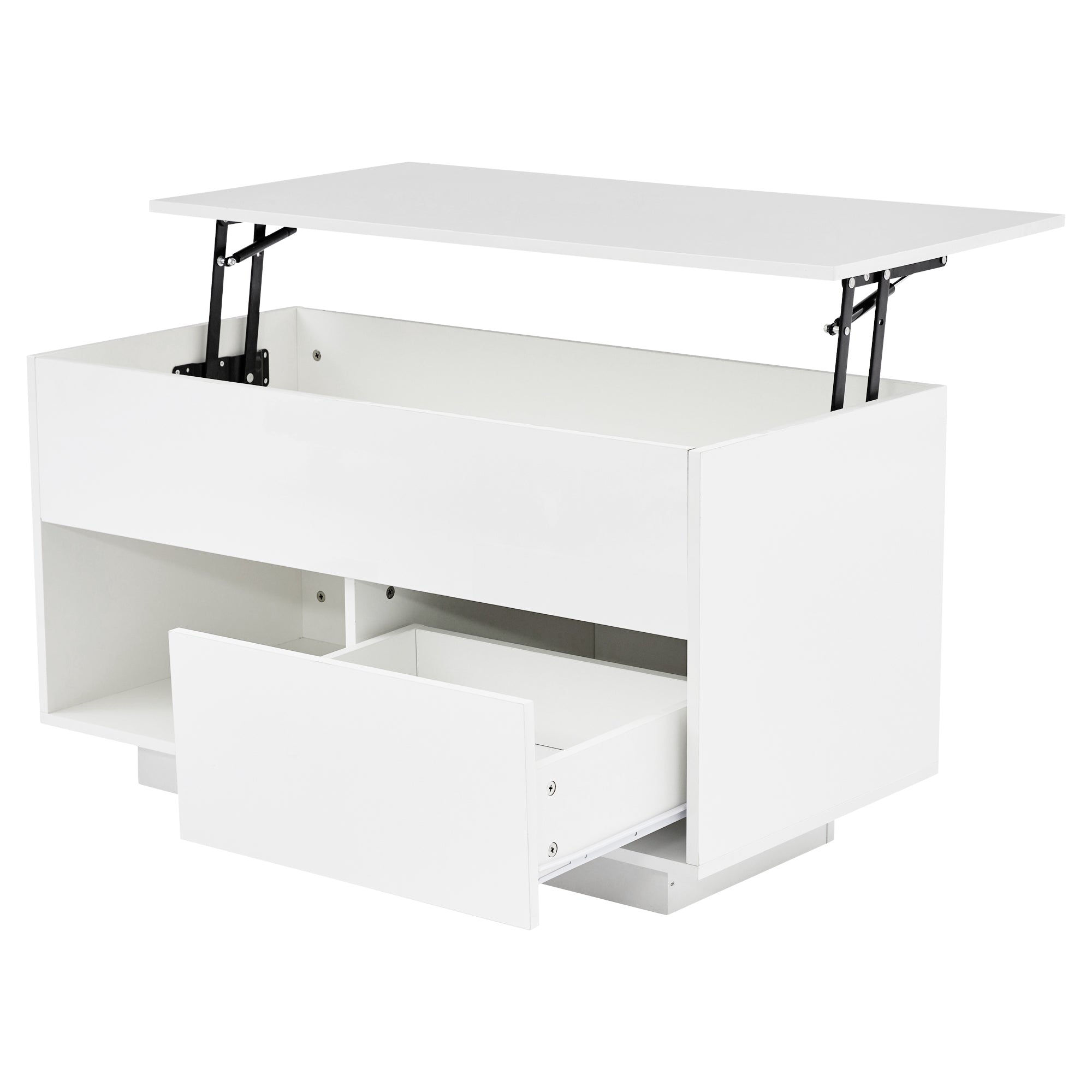 Logidon hoogglans hefsalontafel 100 x 50 cm witte LED-verlichting