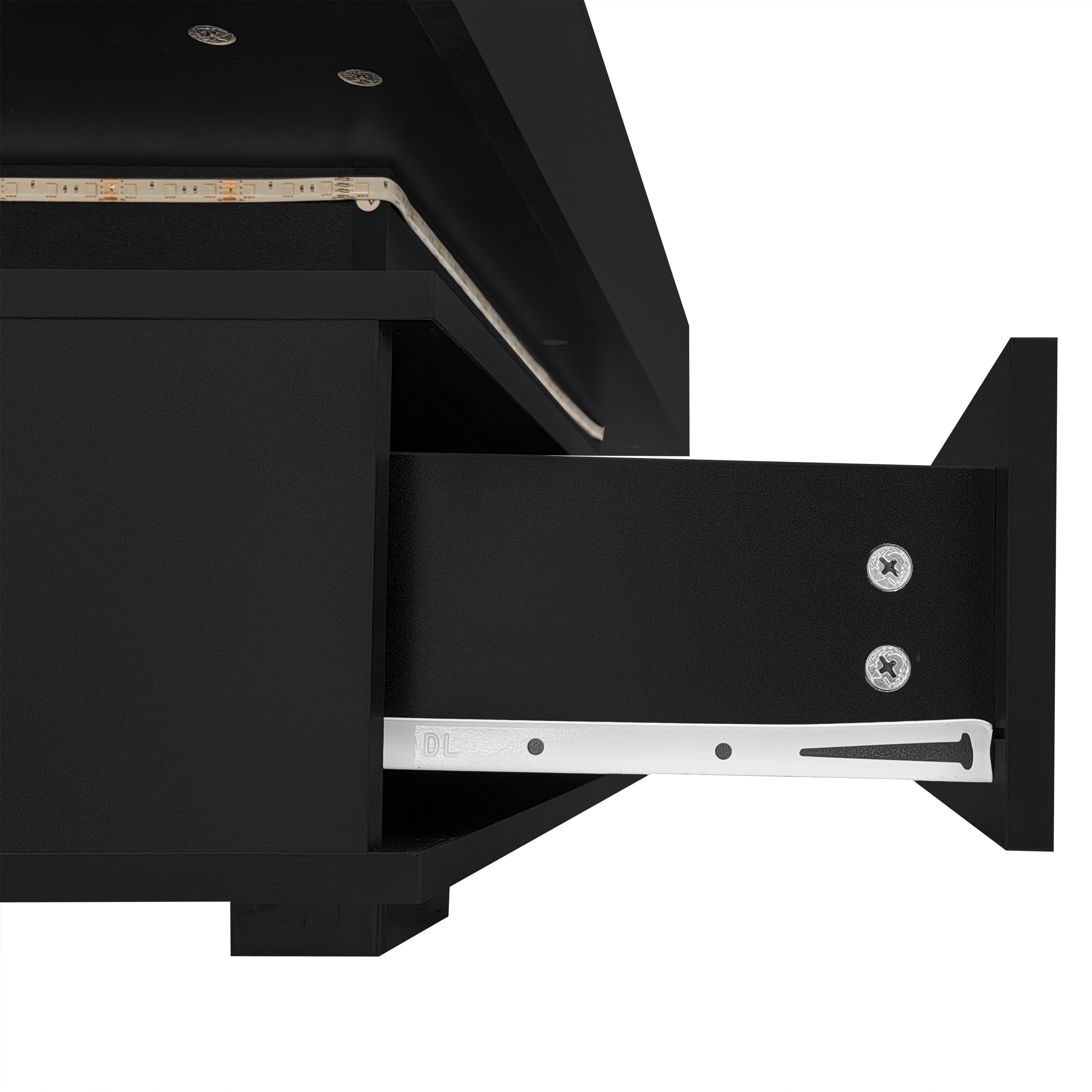 Logidon Verstelbare Salontafel 100x50x44 cm Zwart LED Verlichting