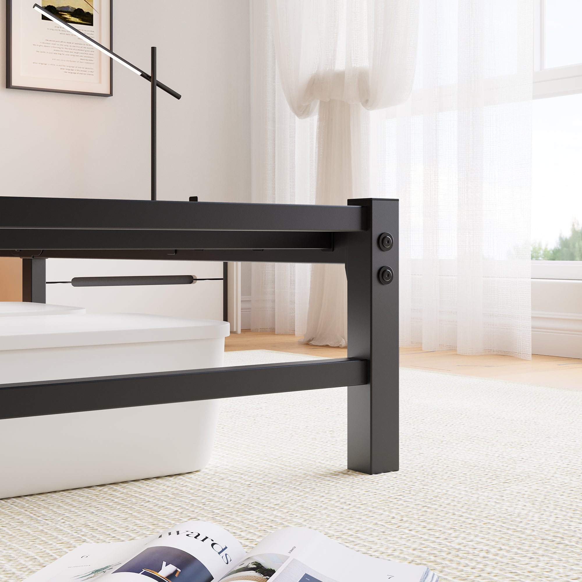 Logidon metalen bedframe 140x200 zwarte LED-verlichting