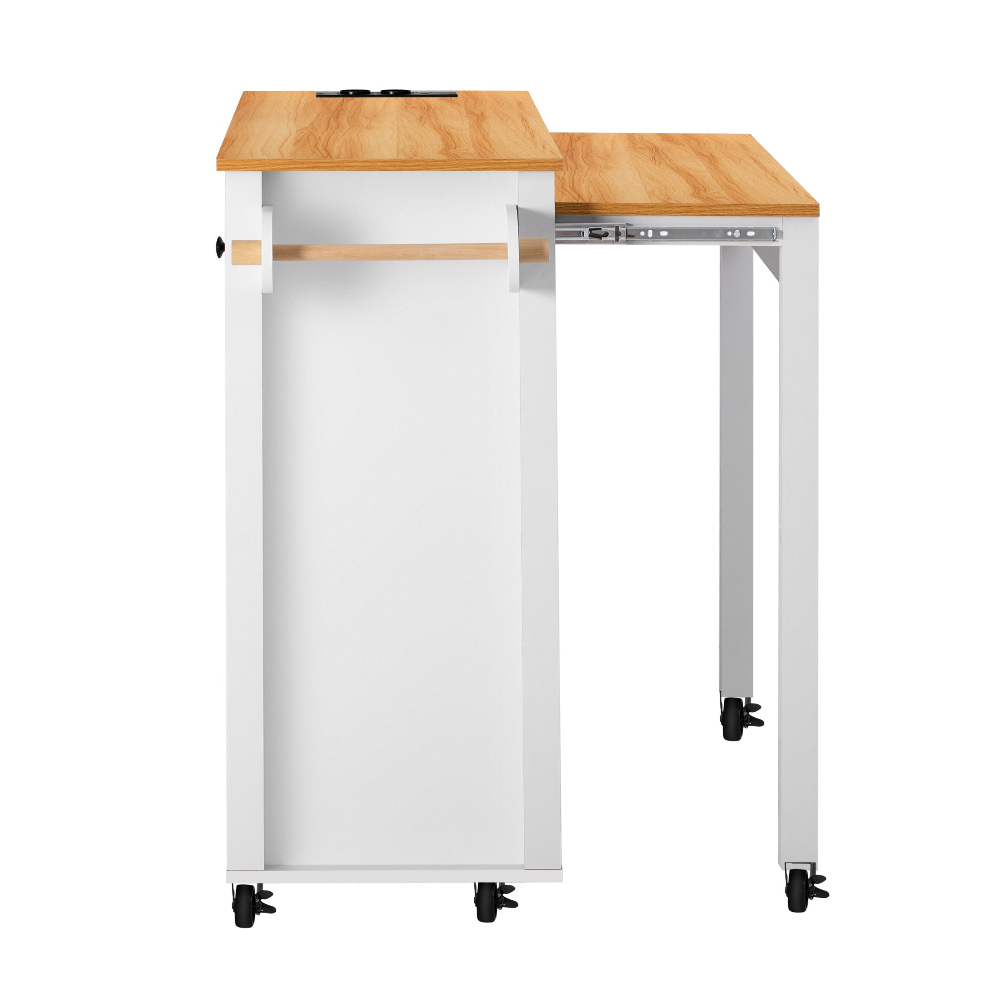 Logidon Keukeneiland op Wielen Wit Uitschuifbare Werkplek 120 cm