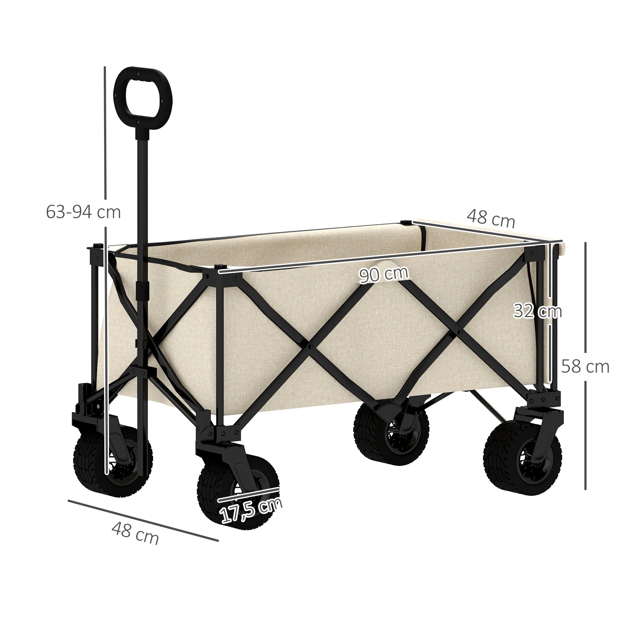 Logidon opvouwbare tuinwagen 100 kg beige met zeildoek - 138 L