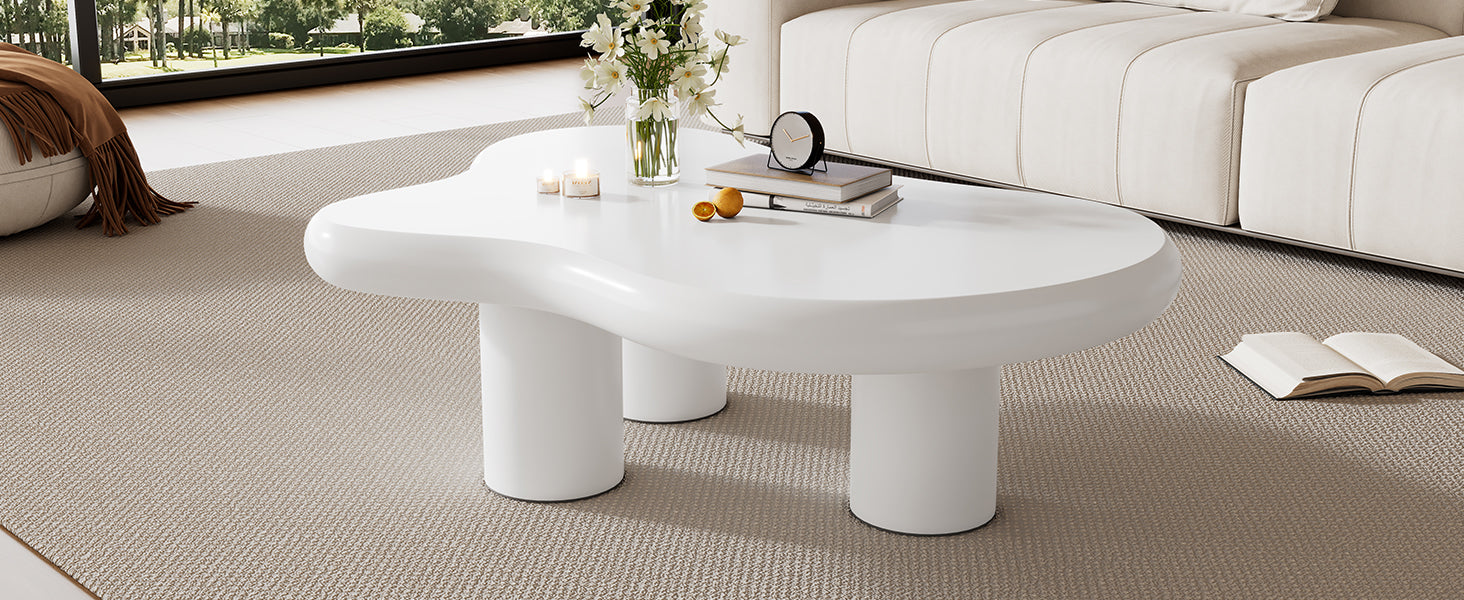 Logidon wolkvormige salontafel wit 97x67x32 cm MDF gelakt oppervlak