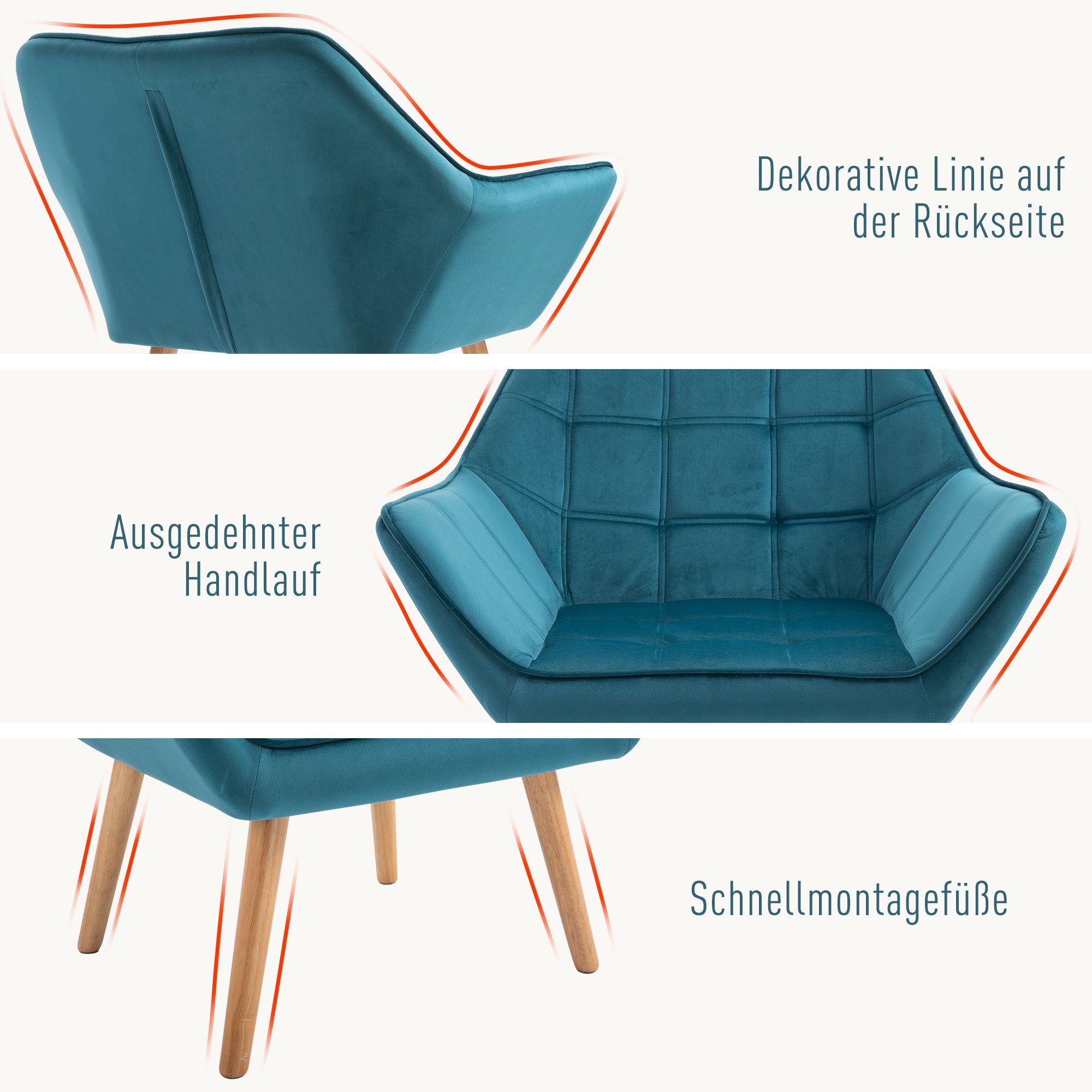 Logidon relaxstoel fluweel lichtblauw verhoogde poten 64x62x72,5 cm