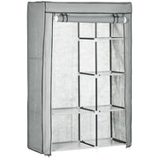 Logidon stoffen kledingkast grijs 6 vakken 103x43x162,5 cm opvouwbare kledingkast