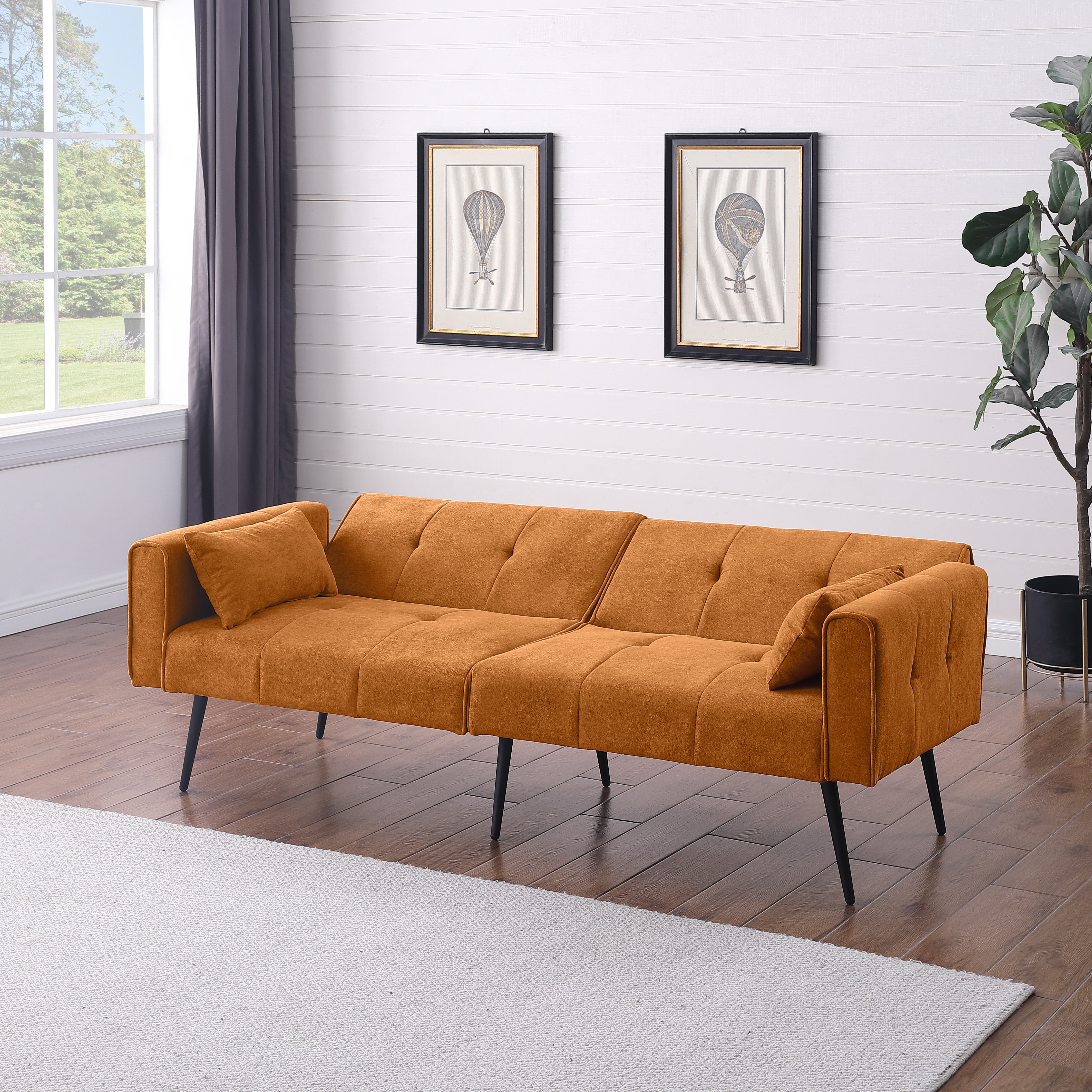 Logidon gele stoffen slaapbank 68 inch modulair voor woonkamer