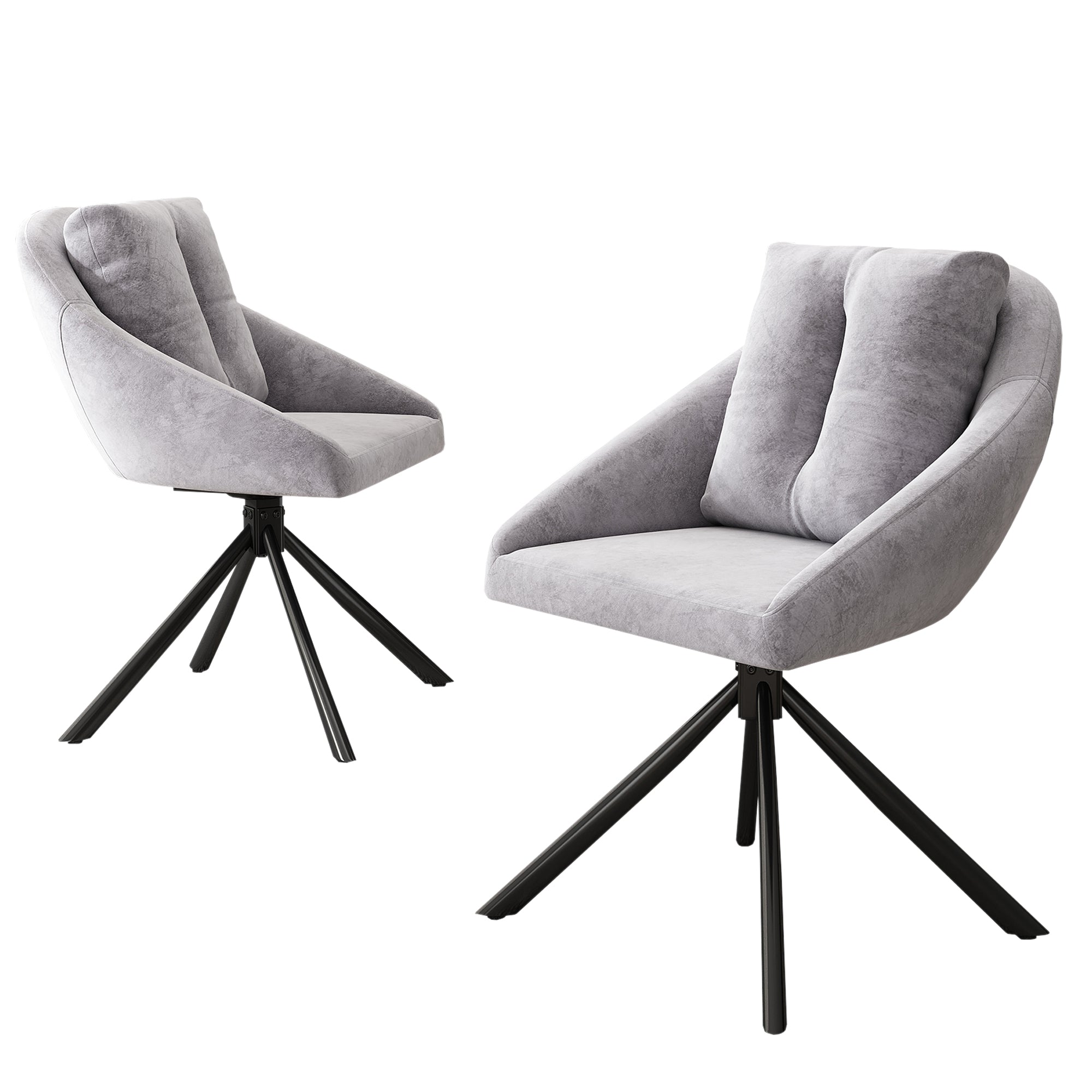 Logidon moderne grijze fluwelen draaistoel, ergonomische set 2