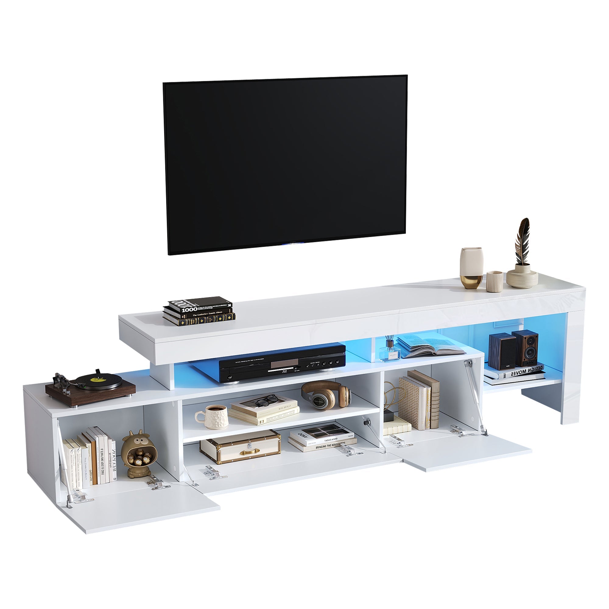 Logidon TV-meubel 192 x 37 x 53 cm witte hoogglans LED-verlichting