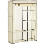 Logidon Crème Opvouwbare stoffen kast met 2 stangen en 6 vakken 103x43x162 cm