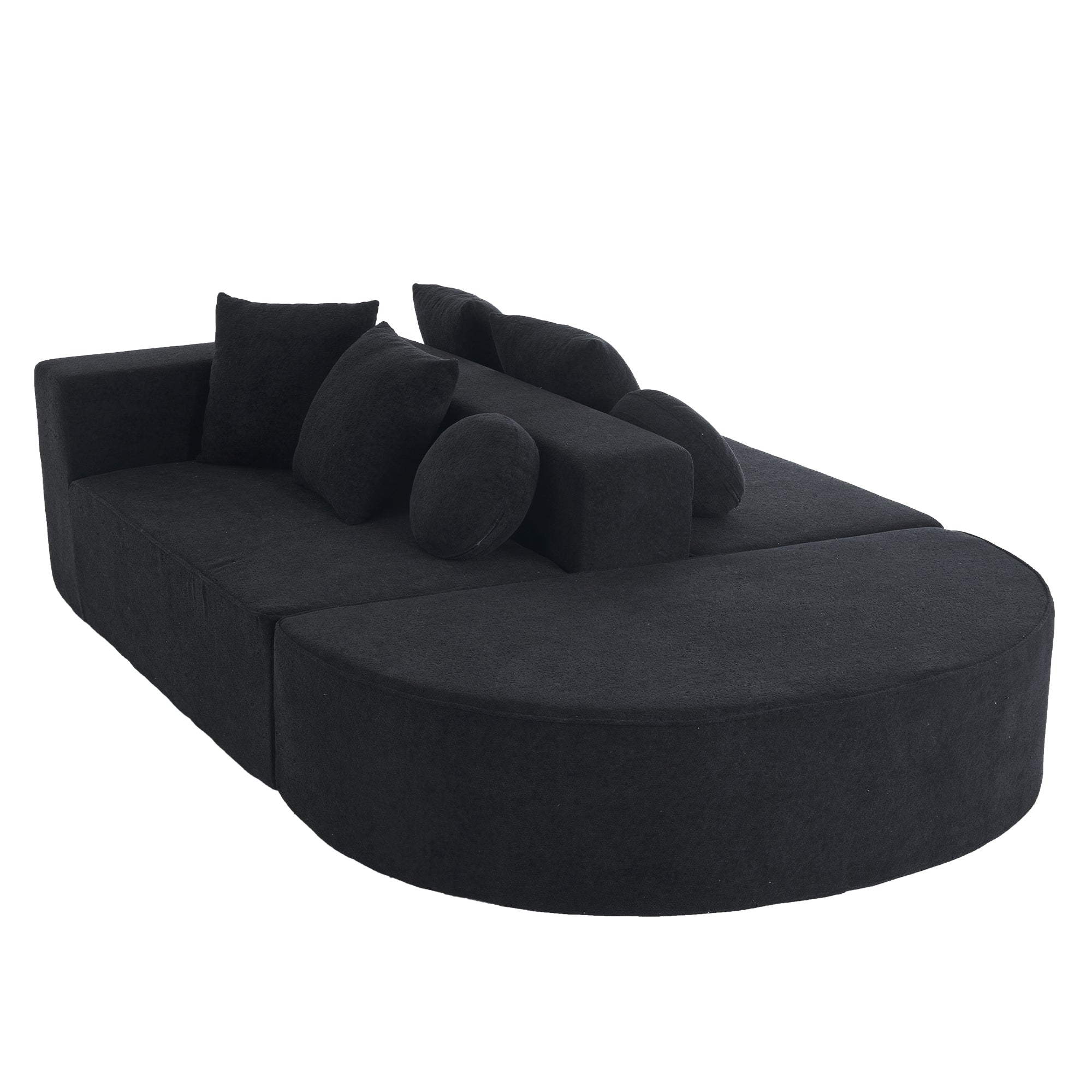 Logidon Cloud Bench Velvet Zwart Modulaire 5-zitsbank