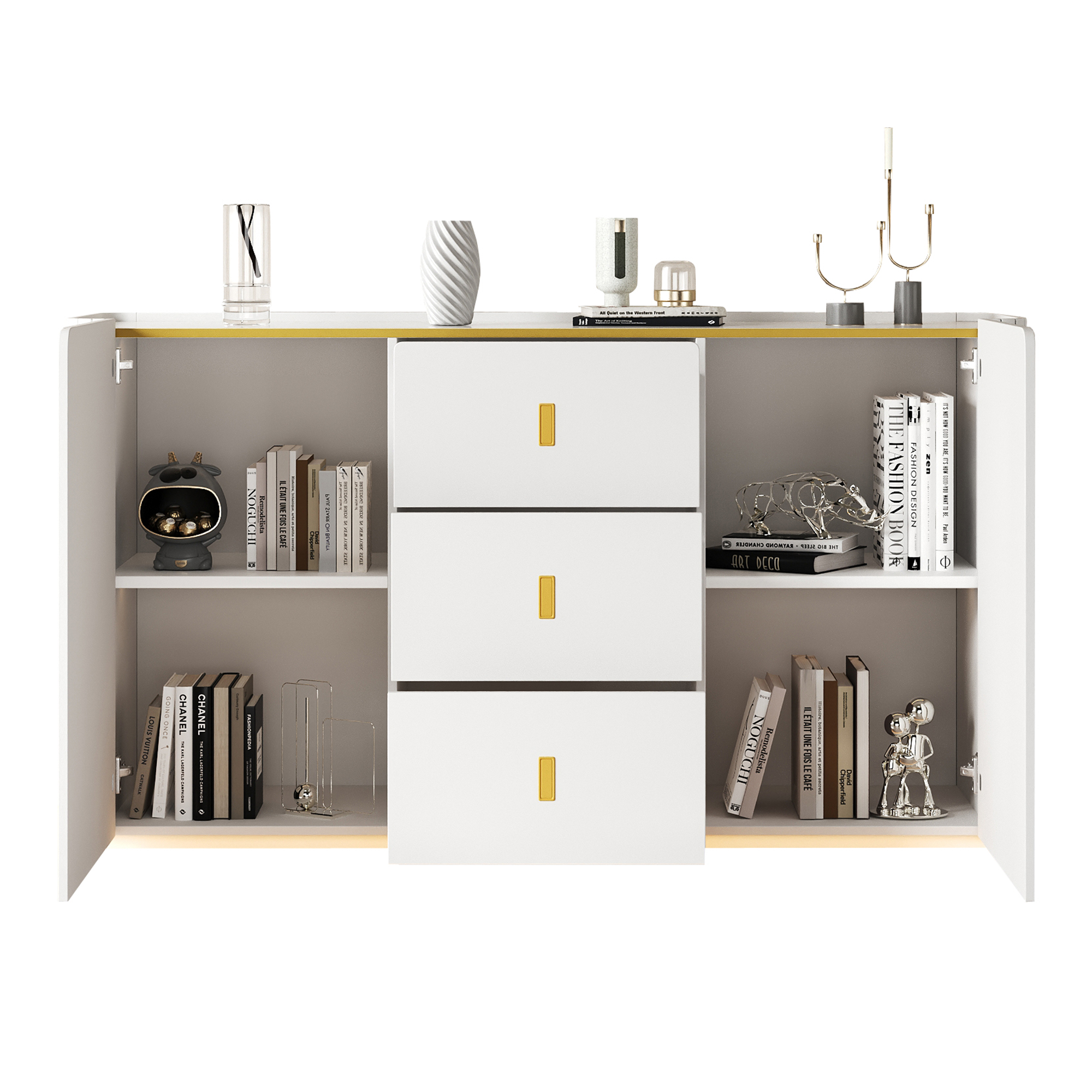 Logidon LED sideboard 150 cm white RGB lighting 2 doors