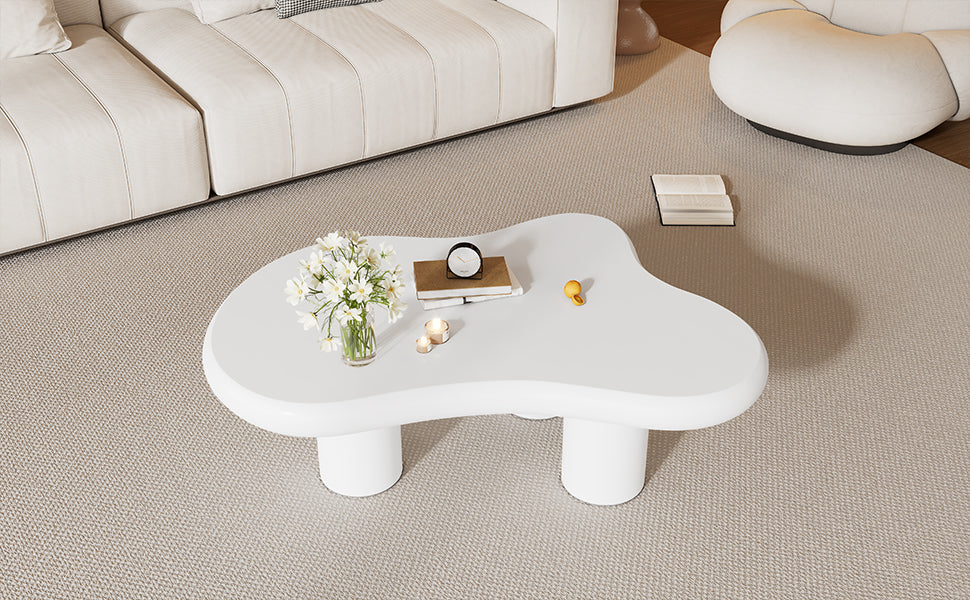 Logidon wolkvormige salontafel wit 97x67x32 cm MDF gelakt oppervlak