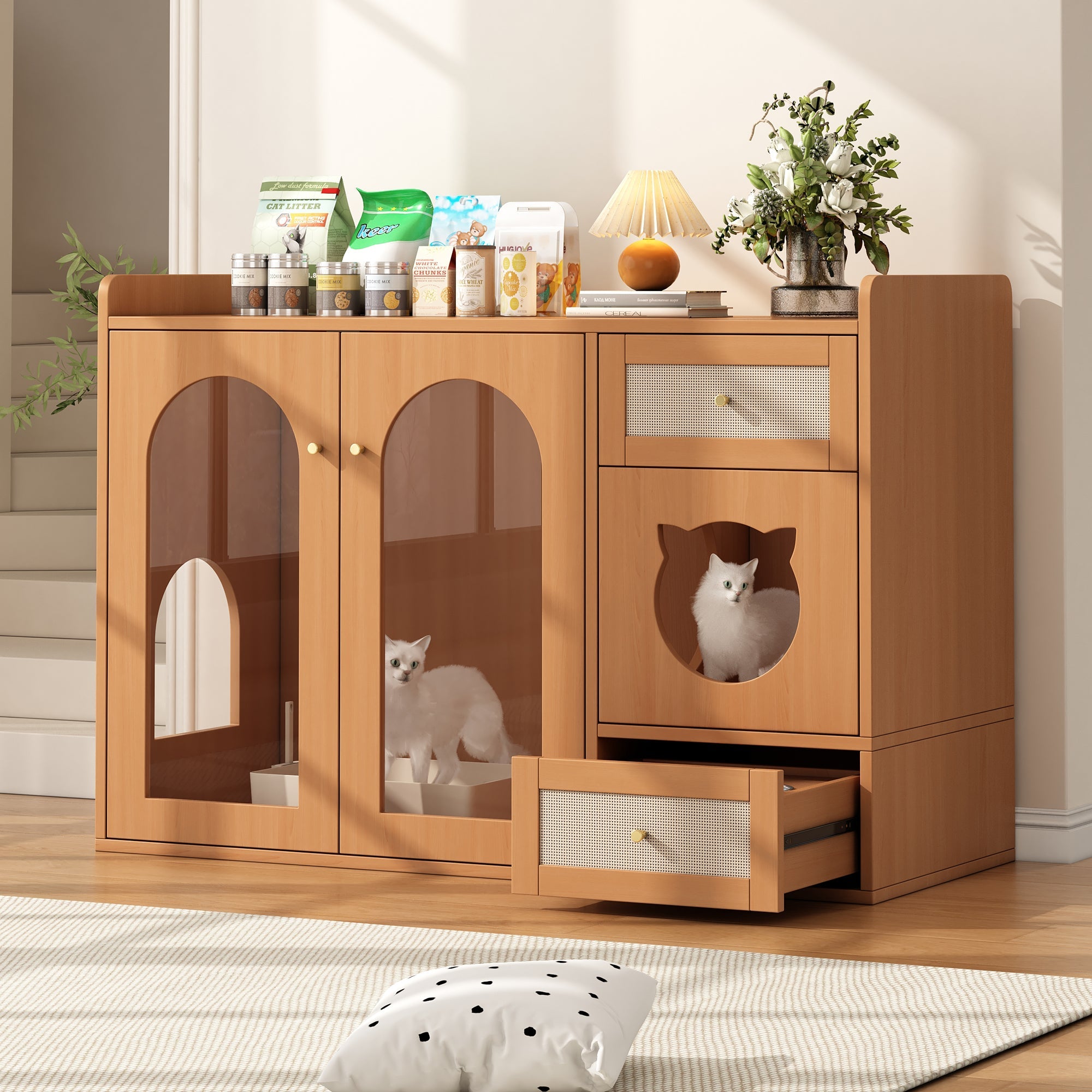 Logidon kattenhuis zijkastje walnoot 120x45x83 cm