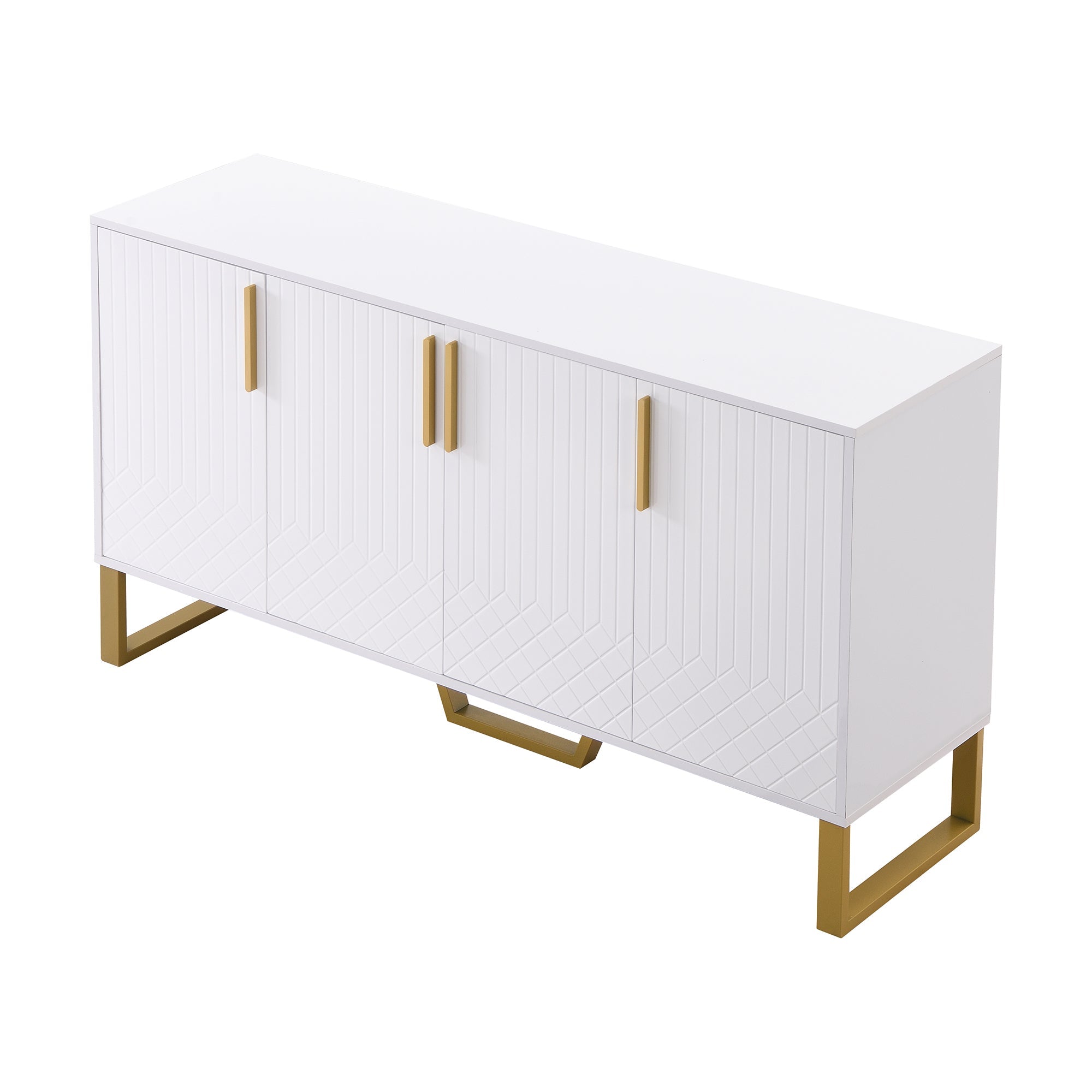 Logidon hoogglans dressoir wit 4 deuren geometrisch ontwerp 140x40x80