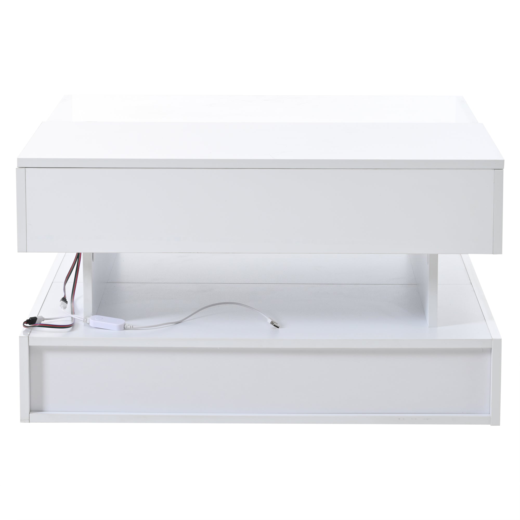 Logidon In hoogte verstelbare salontafel 80x80 cm witte LED opbergruimte