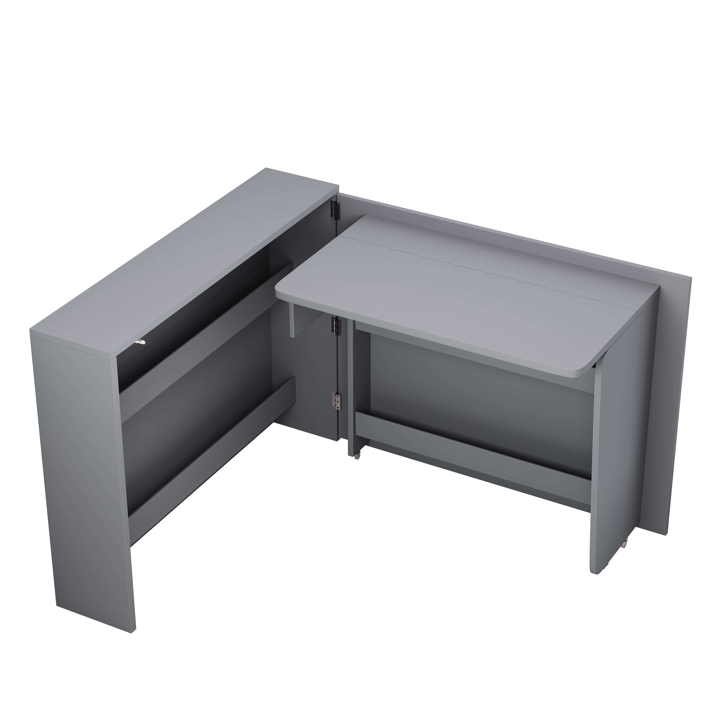 Logidon Opvouwbaar Bureau met Wielen en Draadloze Oplader 2in1 Grijs