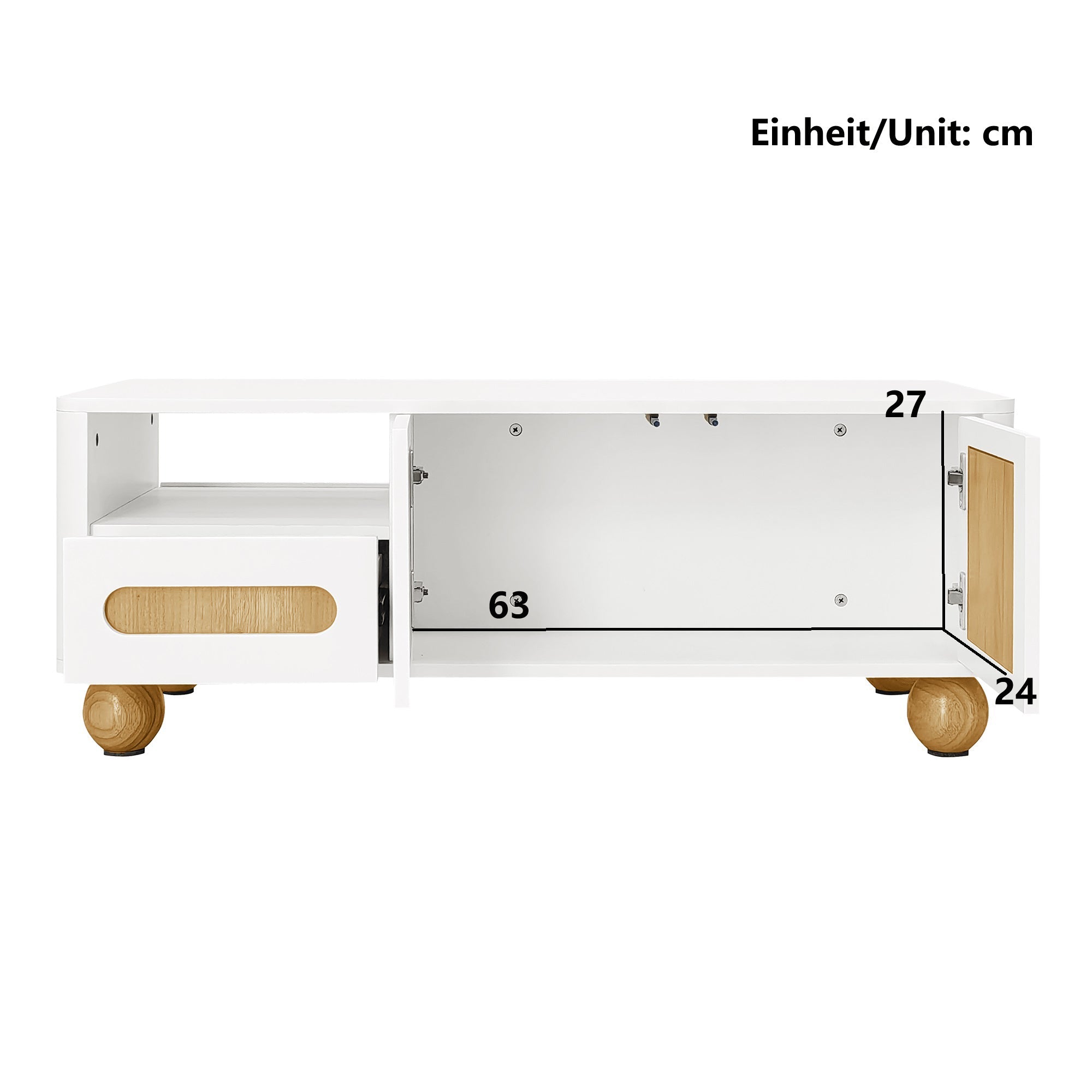 Logidon Moderne Salontafel 105x50x40 Cm Wit Houtlook LED Verlichting