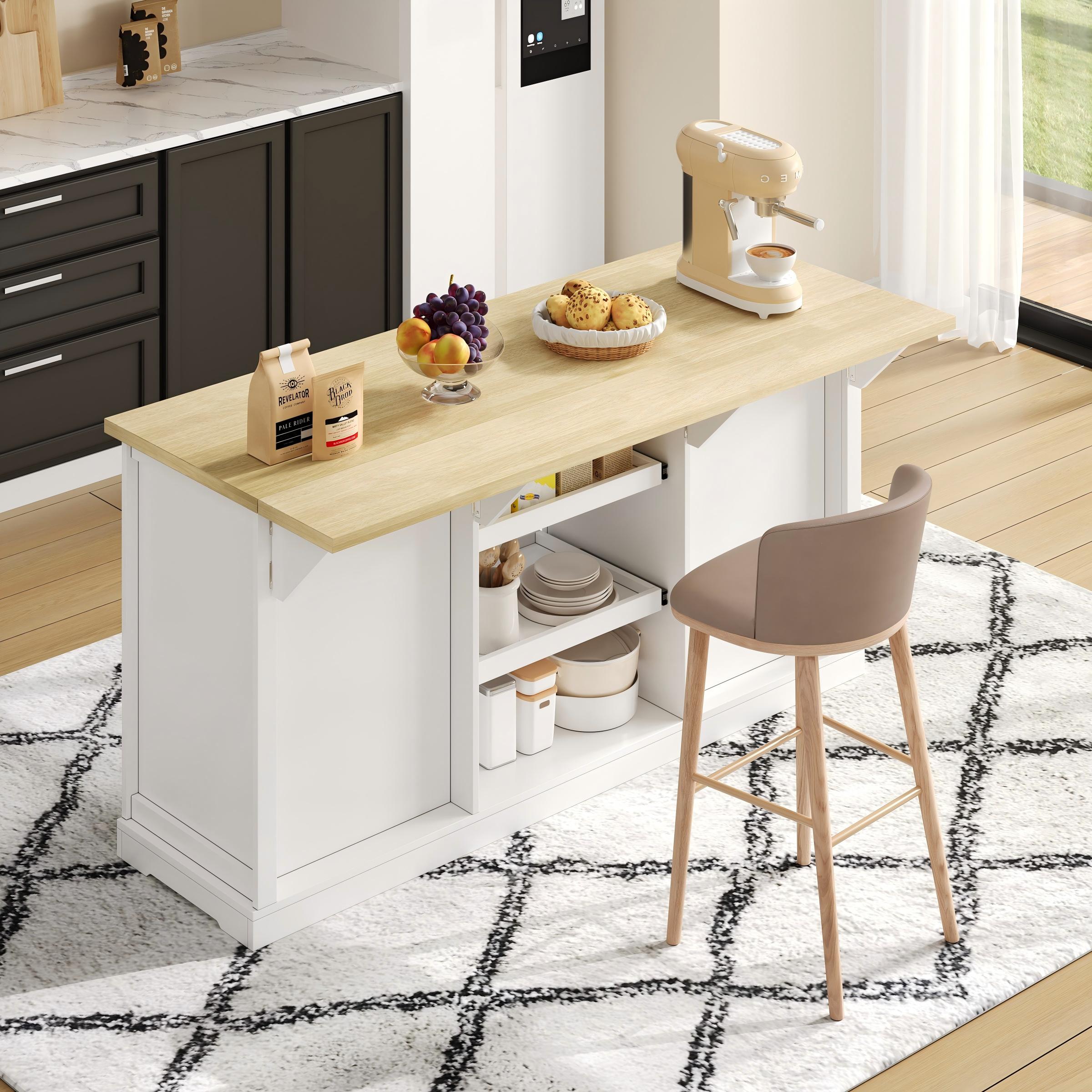 Logidon dressoir keukeneiland wit houten blad 5 laden 150x65x75 cm