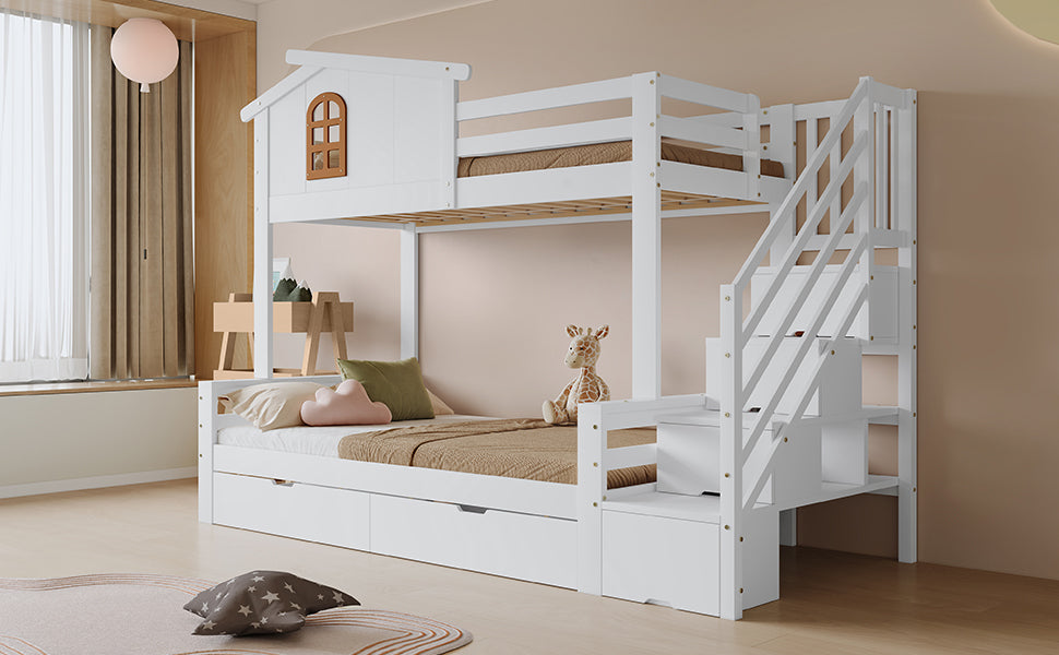 Logidon stapelbed kinderbed wit naturel 90x200 120x200 twee lades