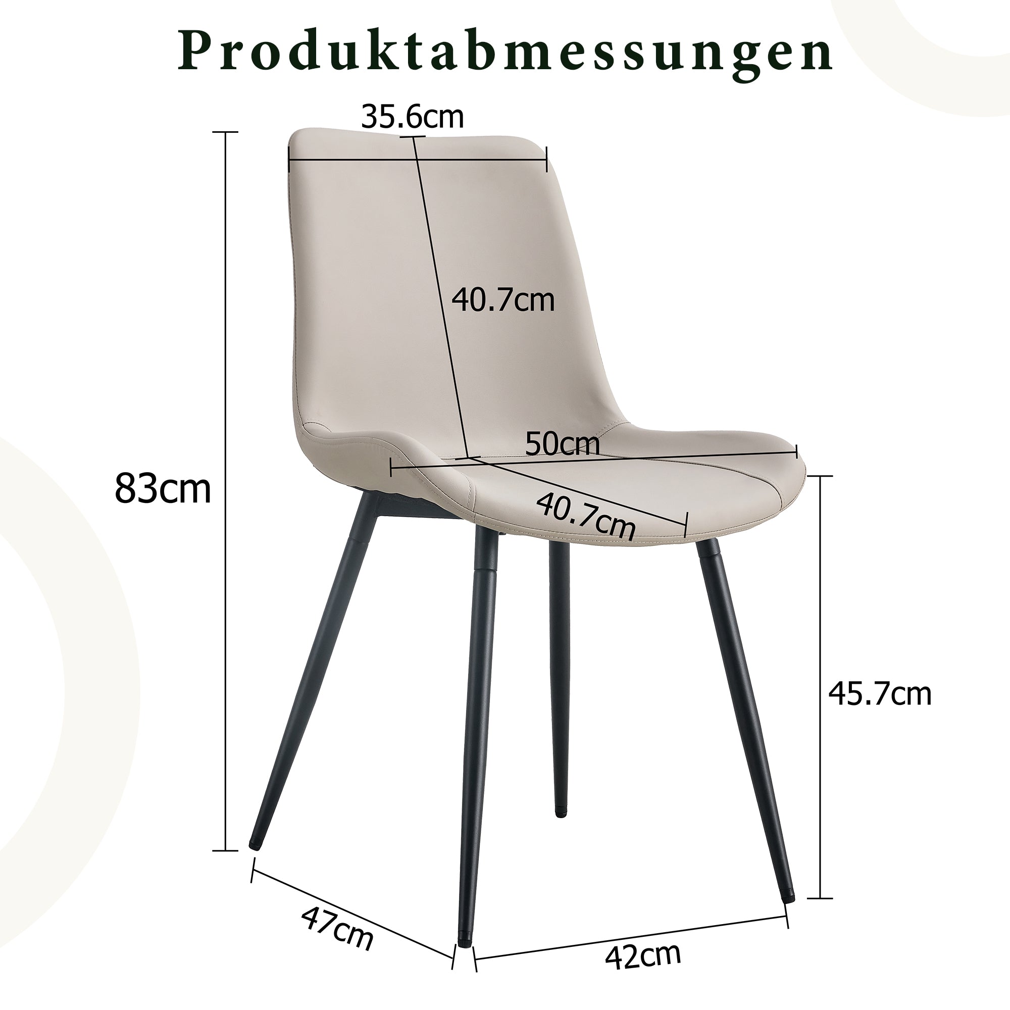 Logidon set van 4 eettafelstoelen kunstleer grijze brede zitting