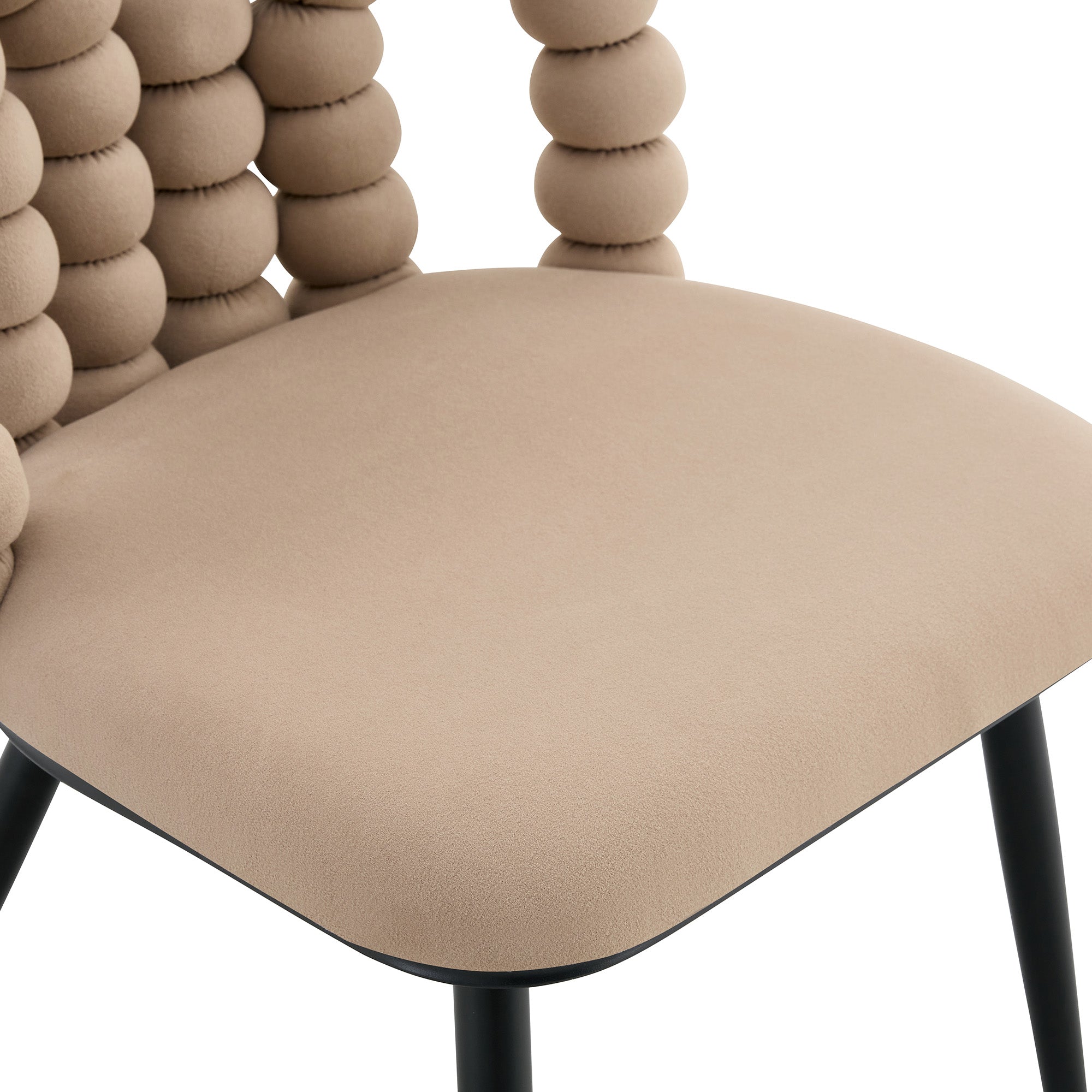Logidon beige fluwelen eetkamerstoelen set met 2 kogelketting rugleuning