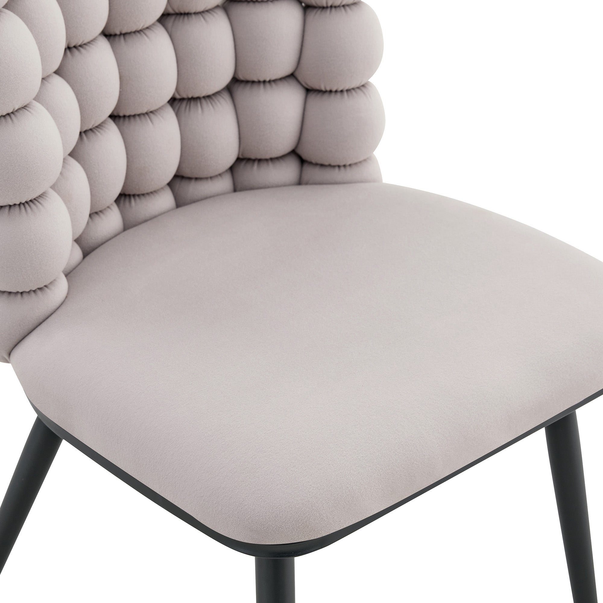 Logidon lichtgrijze fluwelen eetkamerstoelen met kogelketting rugleuning set van 2