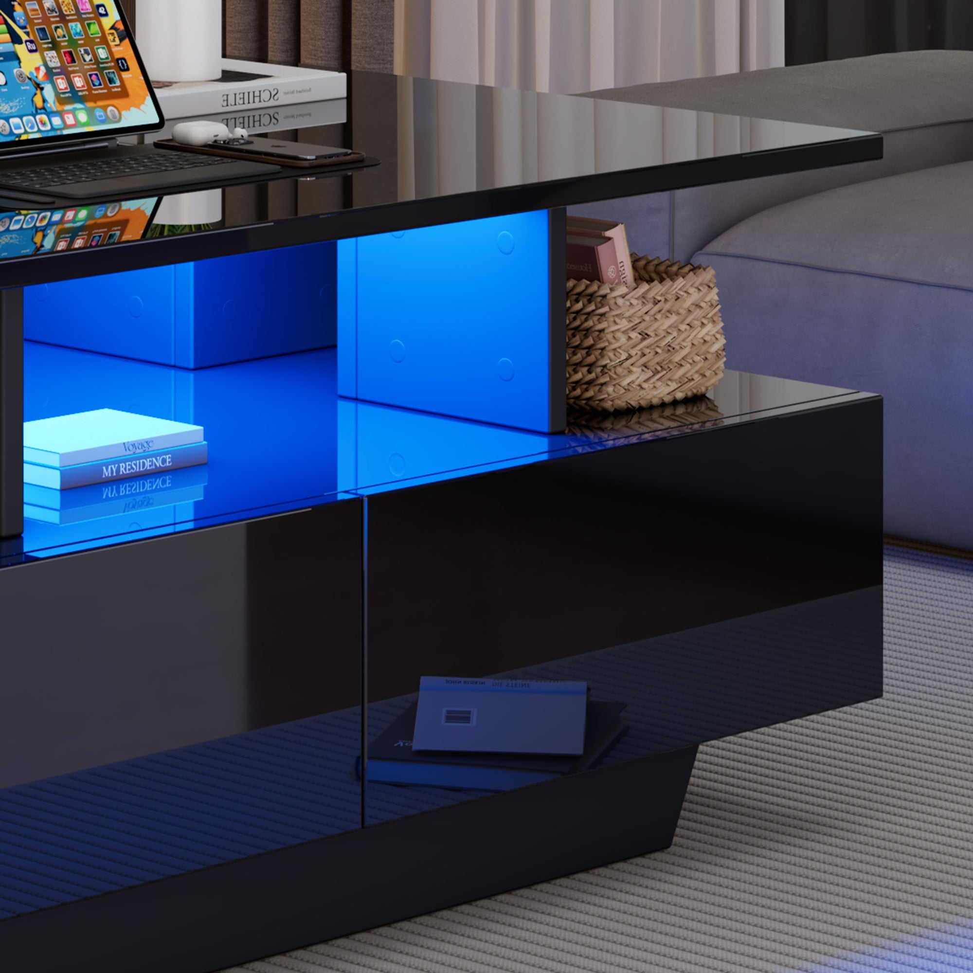 Logidon LED-verlichting salontafel met 2 lades 90x55x41 cm