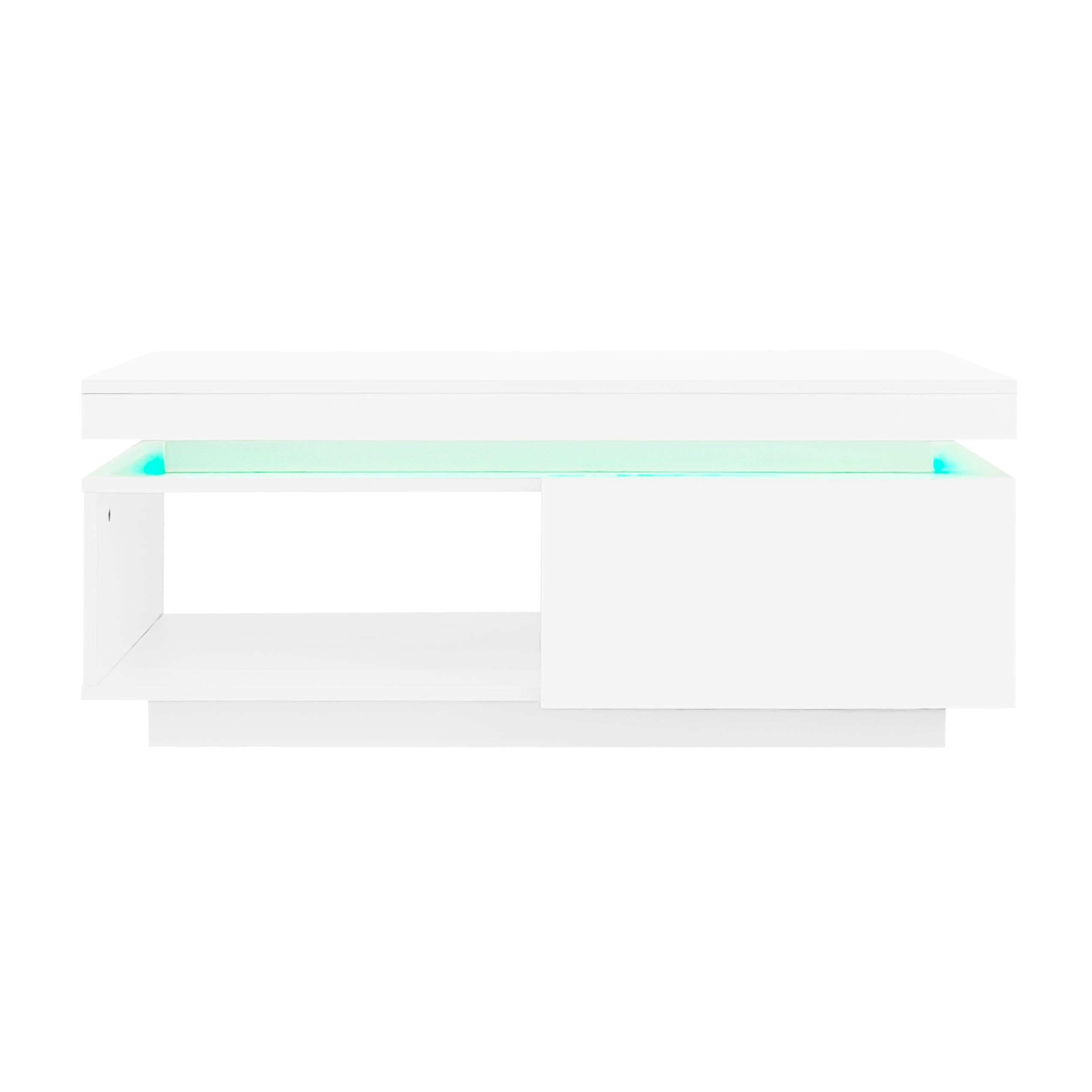 Logidon hoogglans witte salontafel met LED verlichting 100x50x40,3 cm
