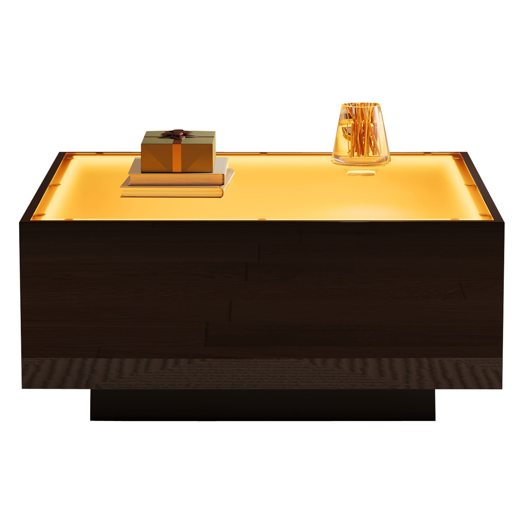 Logidon salontafel 70x70 cm glazen tafelblad LED zwart