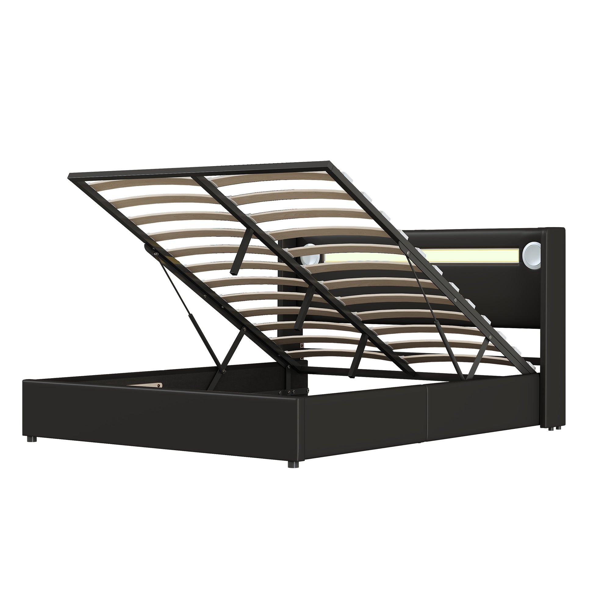 Logidon gestoffeerd bed 160x200 zwart met LED lichtstrip USB opladen
