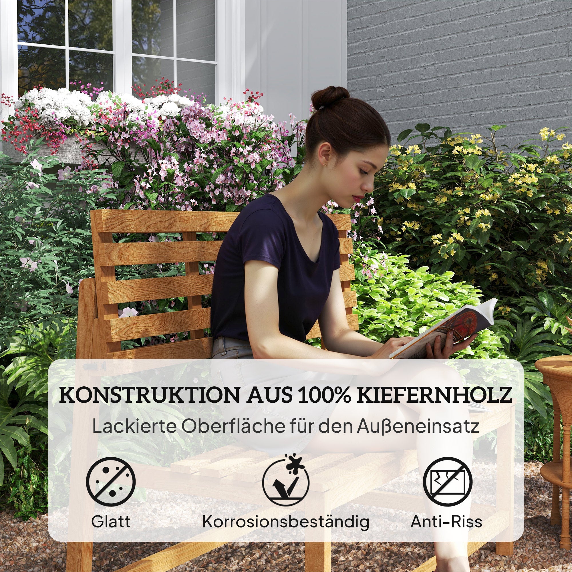 Logidon Teakhouten 2-zits tuinbank met verstelbare rugleuningen
