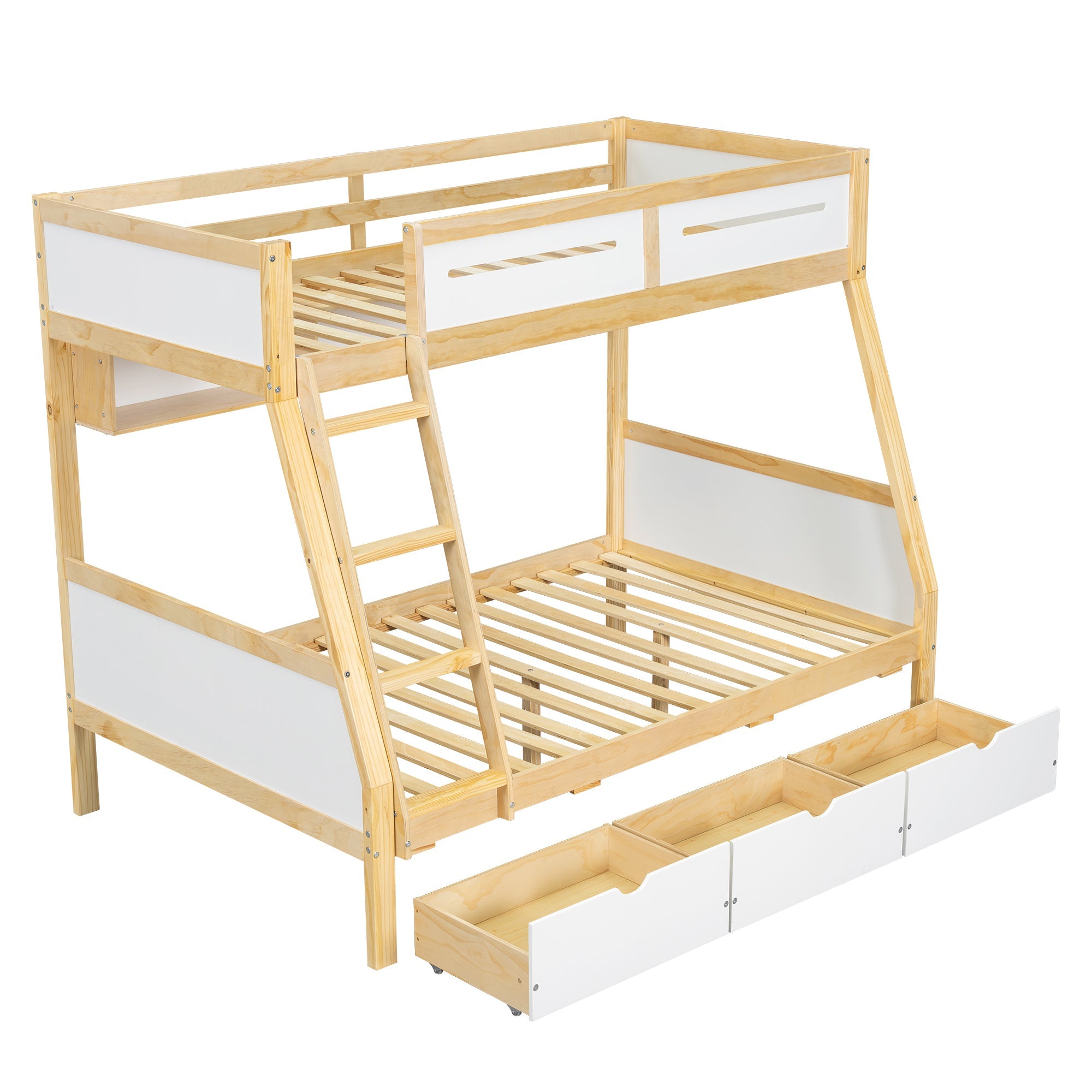 Logidon stapelbed met drie lades wit naturel 90x200 120x200