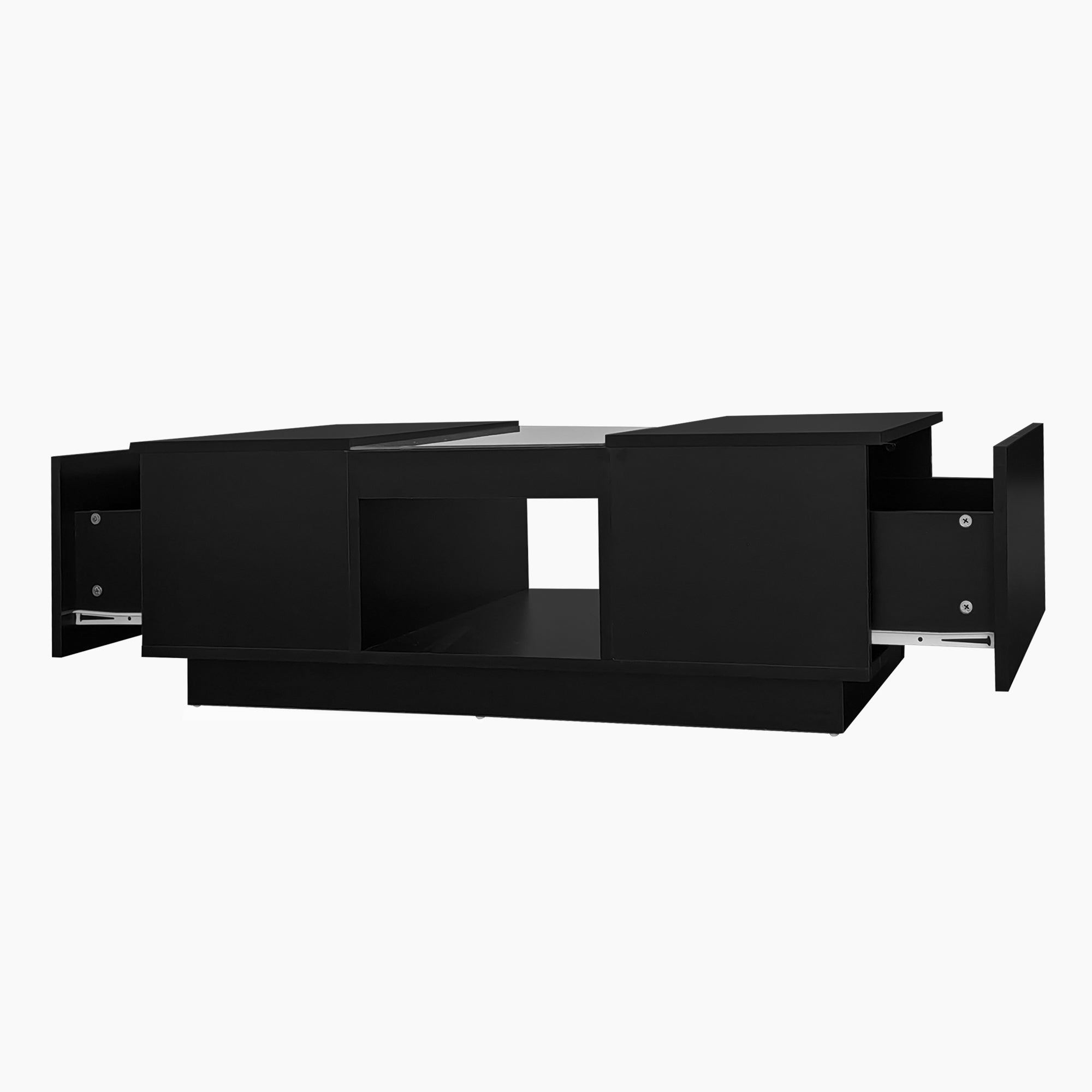 Logidon Zwarte salontafel 100x50x35,5 cm glaspanelen LED