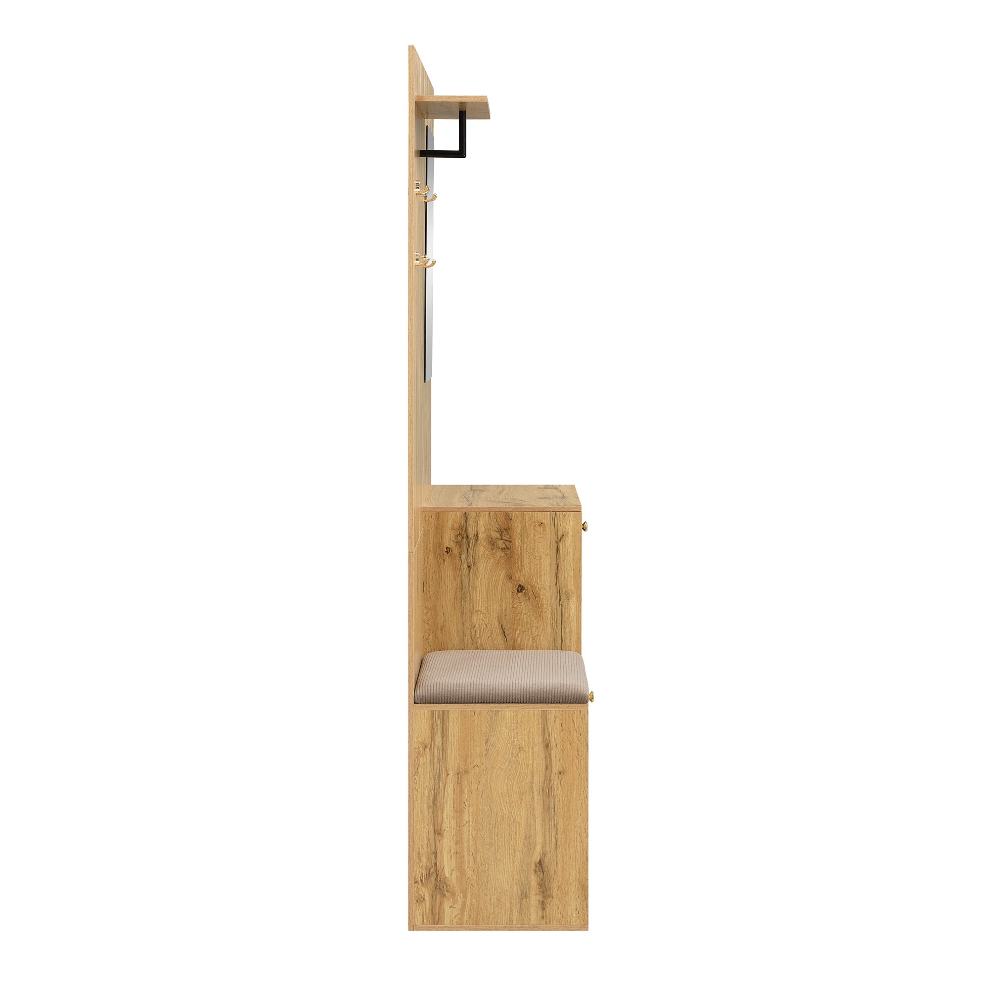 Logidon kledingkastset compacte kledingkast 110x185,5x37 cm natuurlijke MDF spiegel