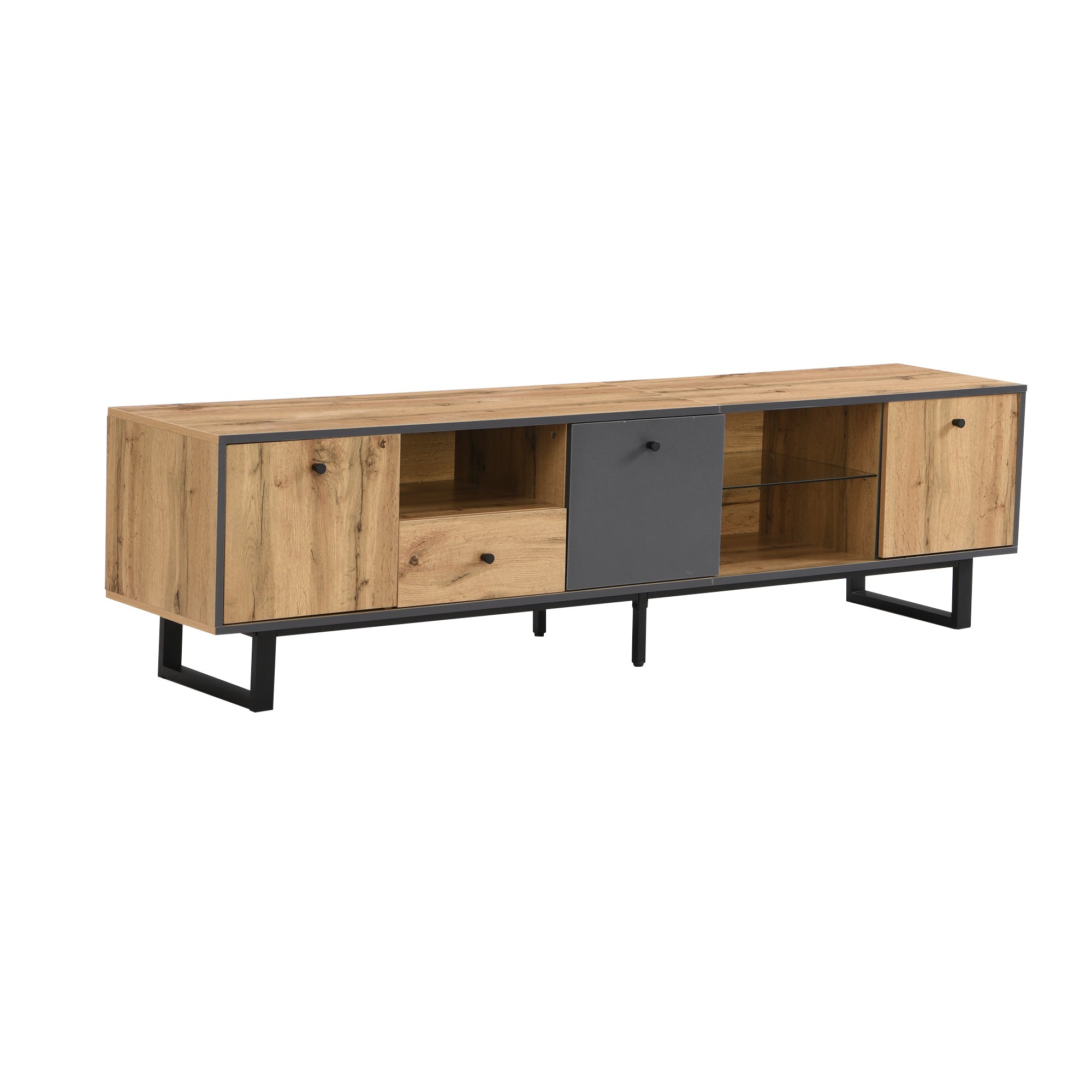 Logidon lowboard tv-meubel met LED-lichteffect natuurlijke houtlook
