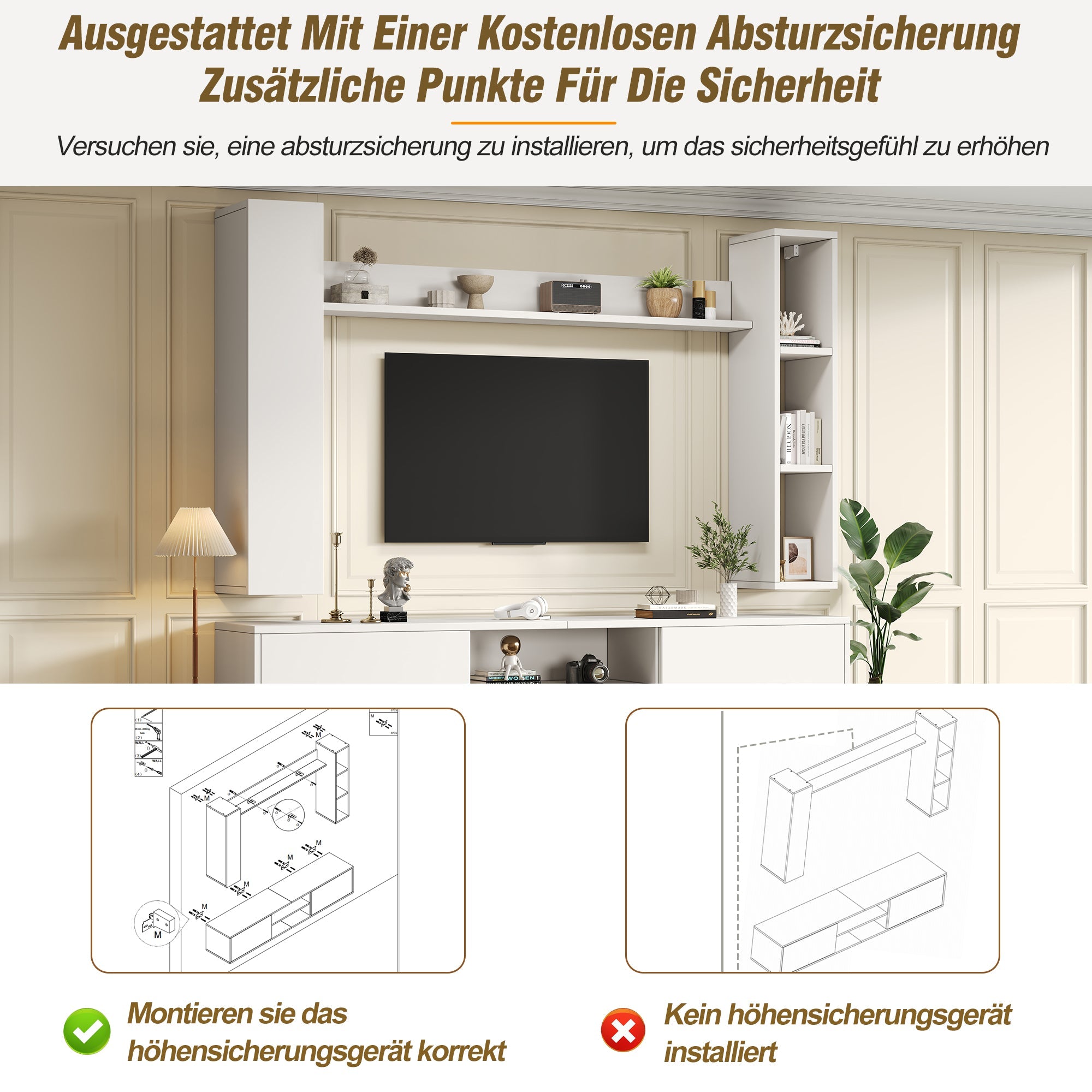 Logidon TV wandmeubel wit 180x35x33,5 cm compleet 4 delen