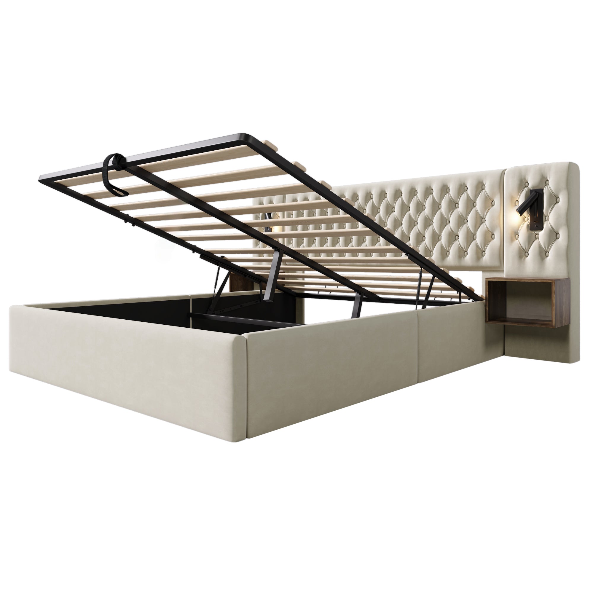 Logidon bedsysteem beige 160x200 cm hydraulisch opbergmatras