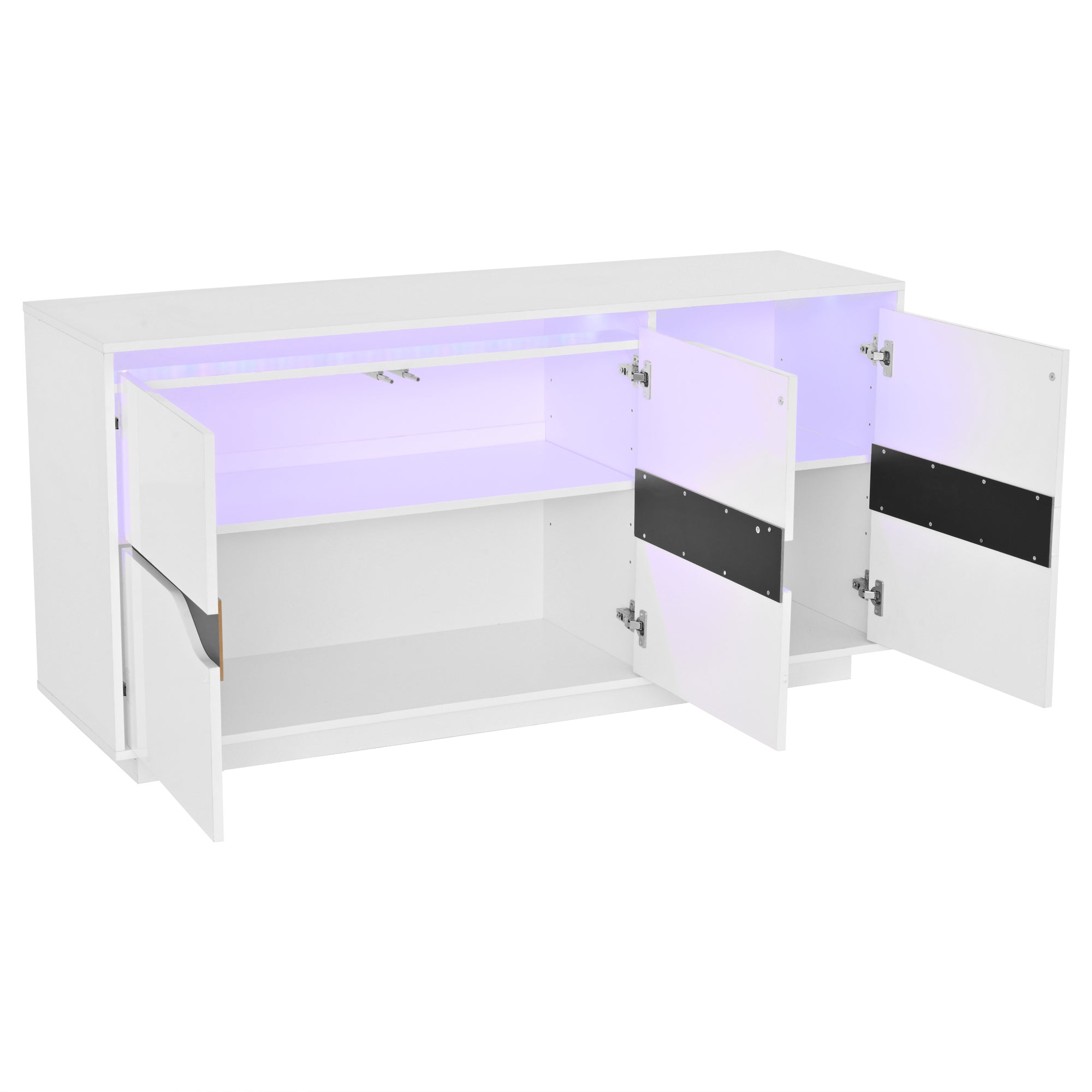 Logidon Sideboard 140x40x76 Cm White Black With 3 Doors LED