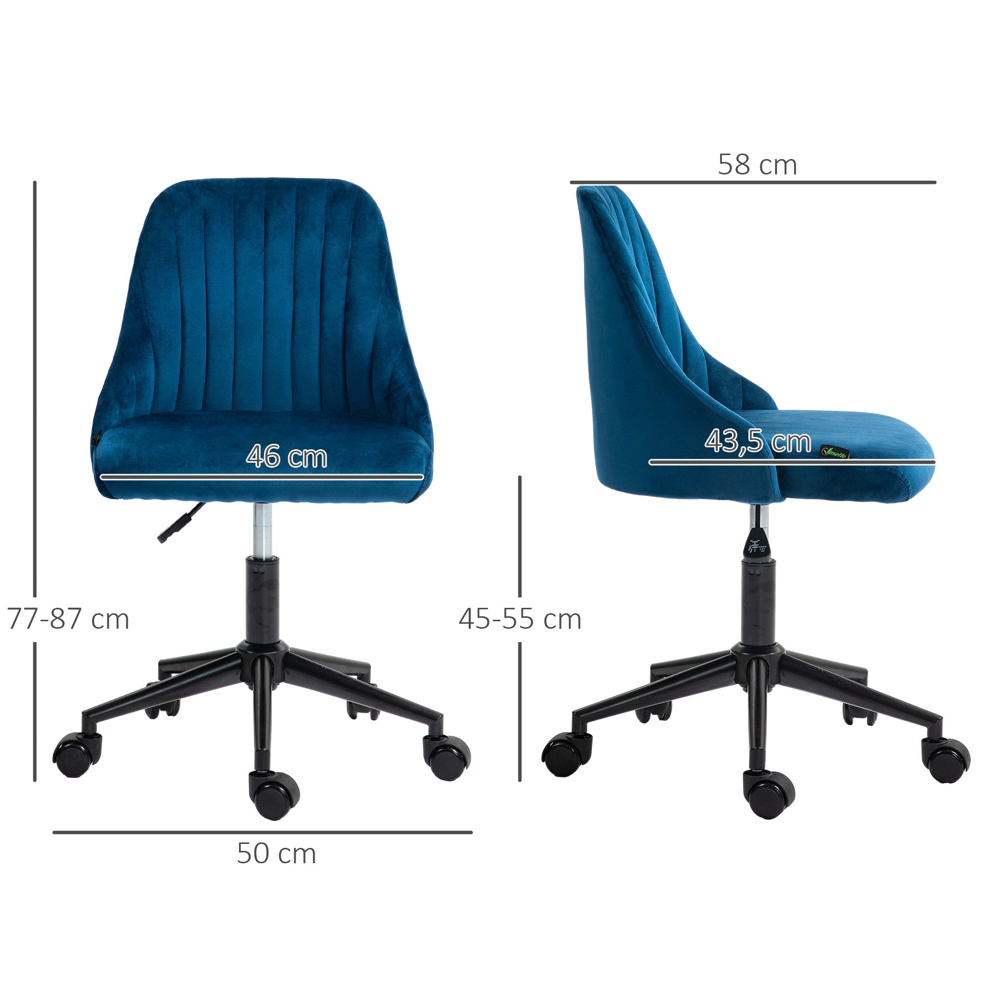 Logidon Vinsetto bureaustoel blauw in hoogte verstelbaar ergonomisch
