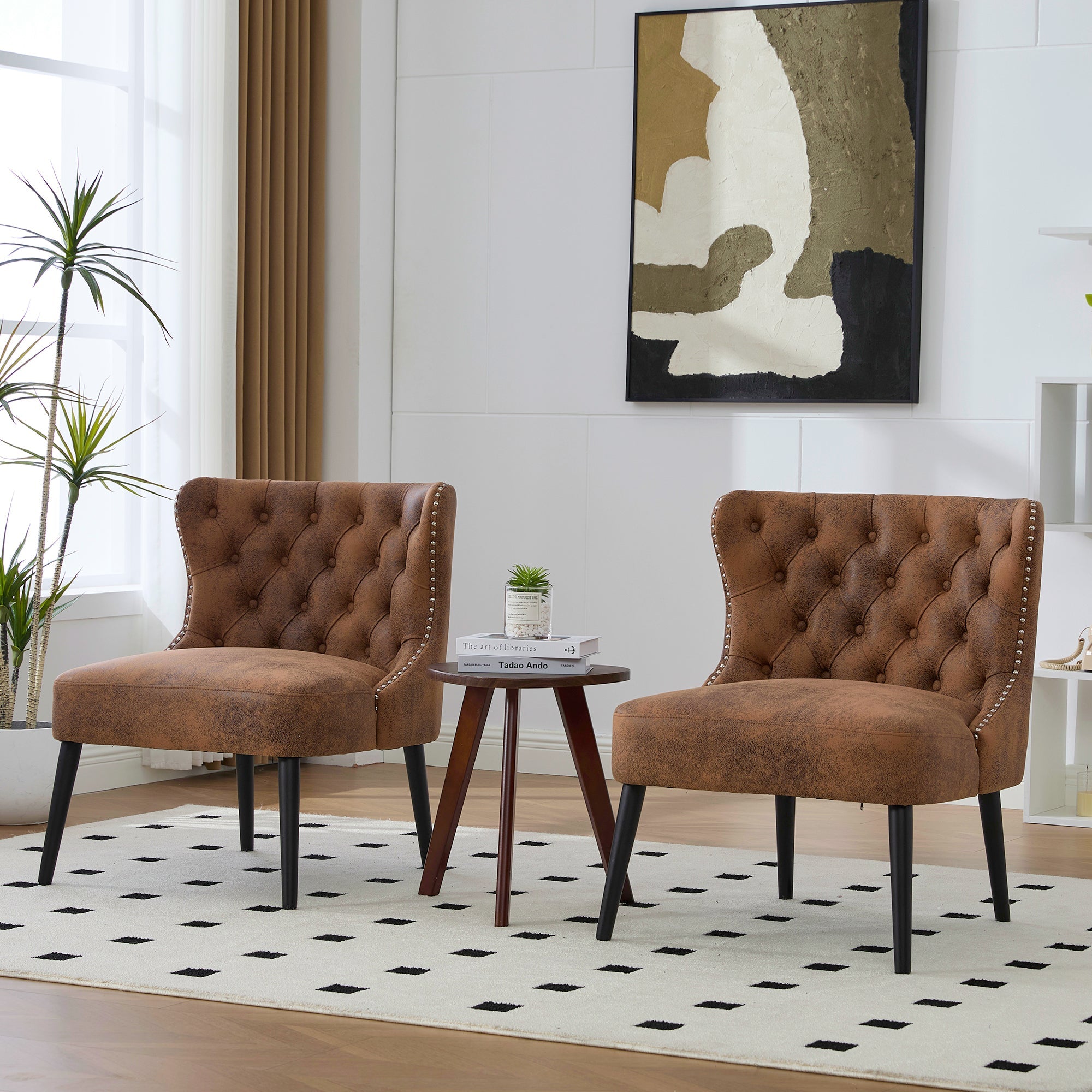 Logidon Tech stoffen fauteuil zonder armknop en klinknagels koffiebruin