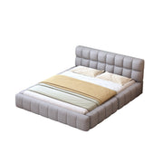 Logidon gestoffeerd bed 140x200 grijs met gecapitonneerd hoofdeinde