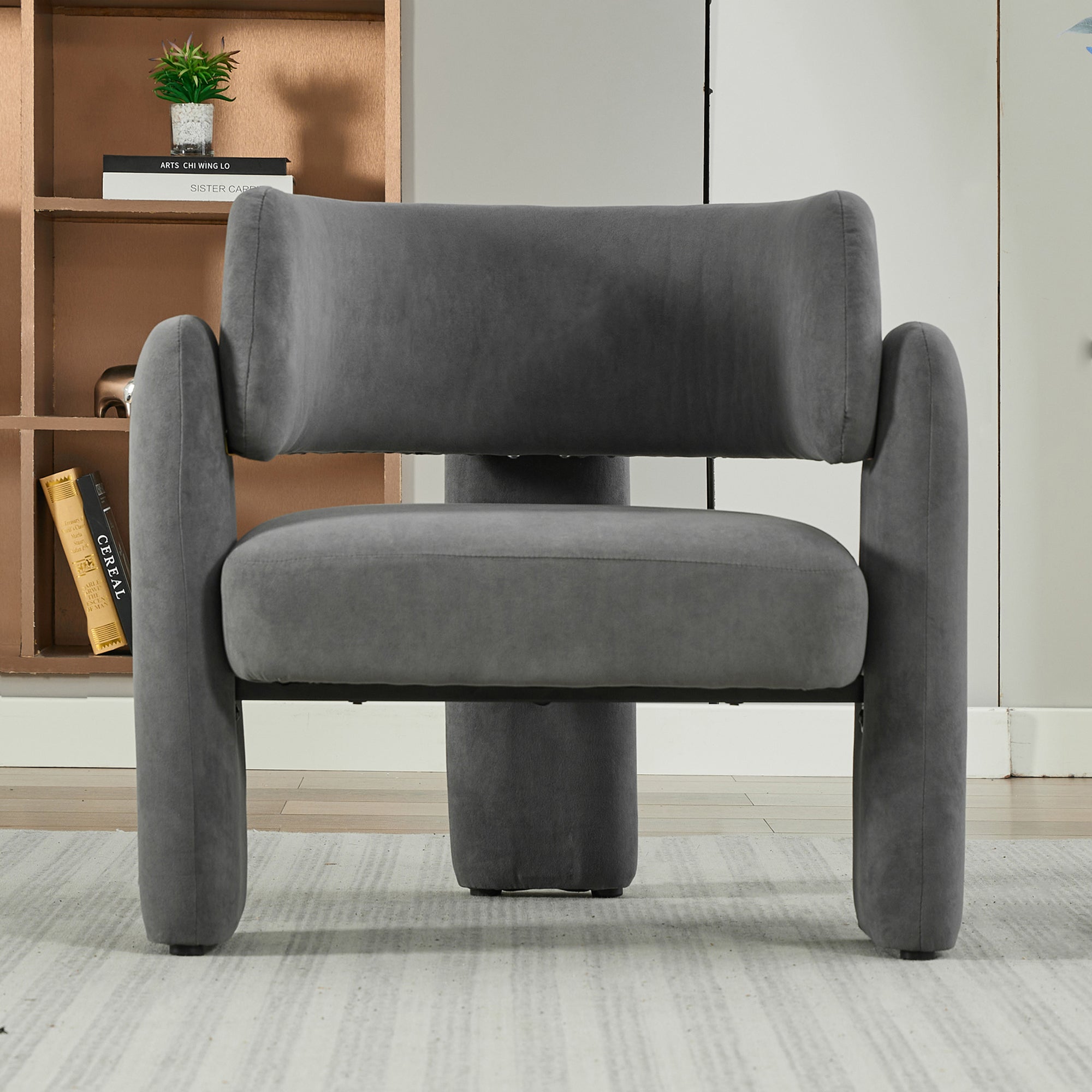 Logidon Moderne grijze loungestoel 78x52x74 cm, verend